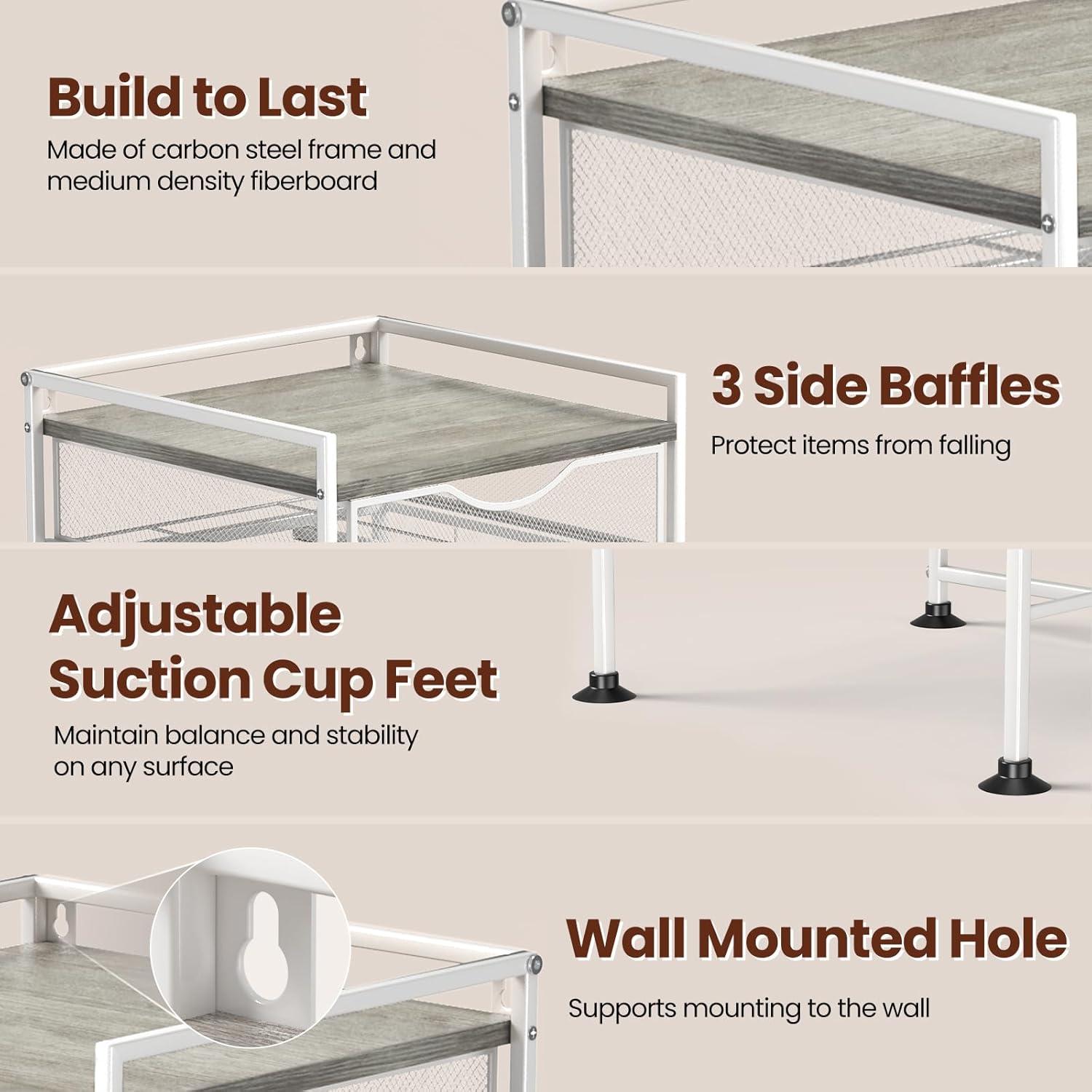 Organizador de Café Kssiaz con Soporte para Tazas y Cajón