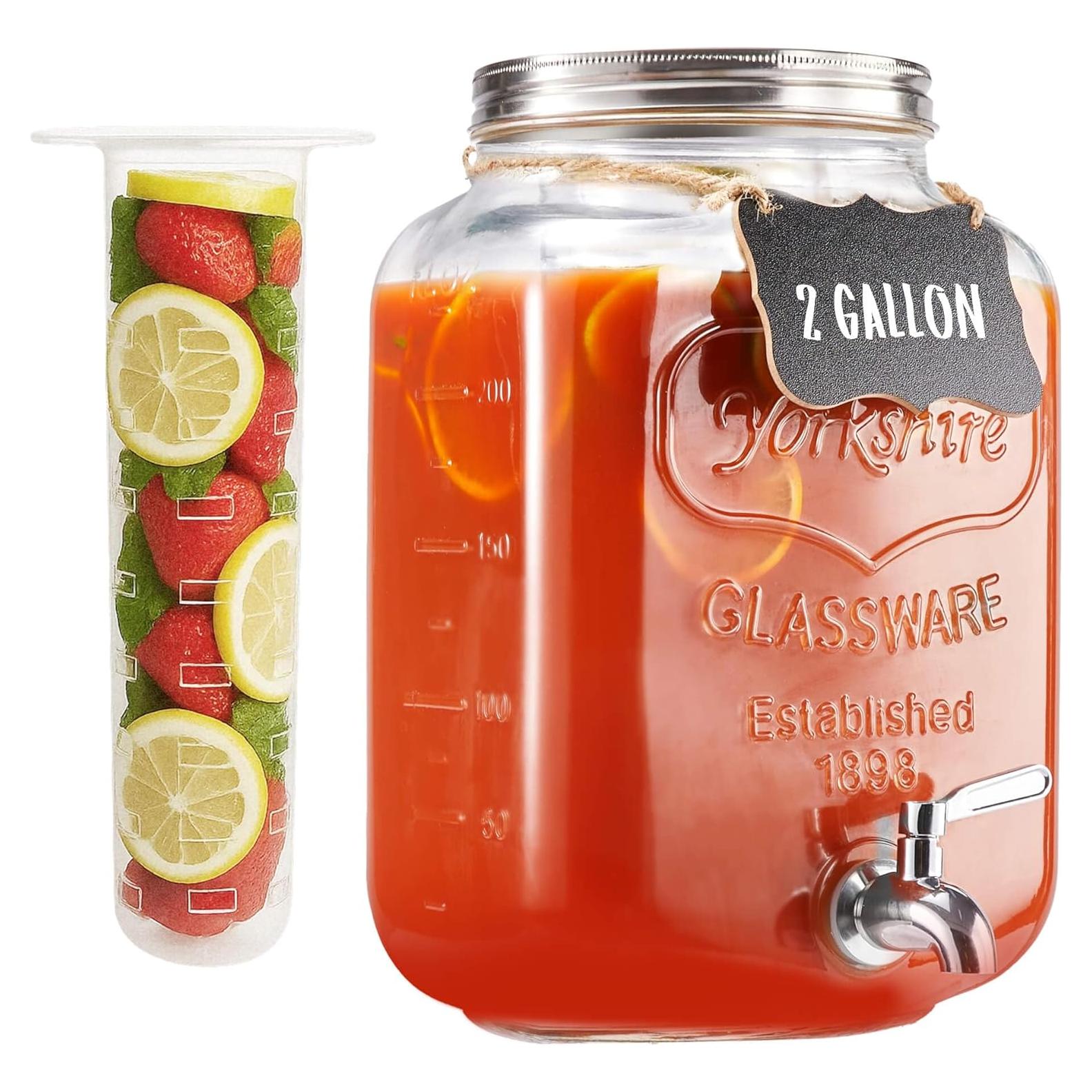 Dispensador de Bebidas de Vidrio JILLSKY 2 Galones con Grifo