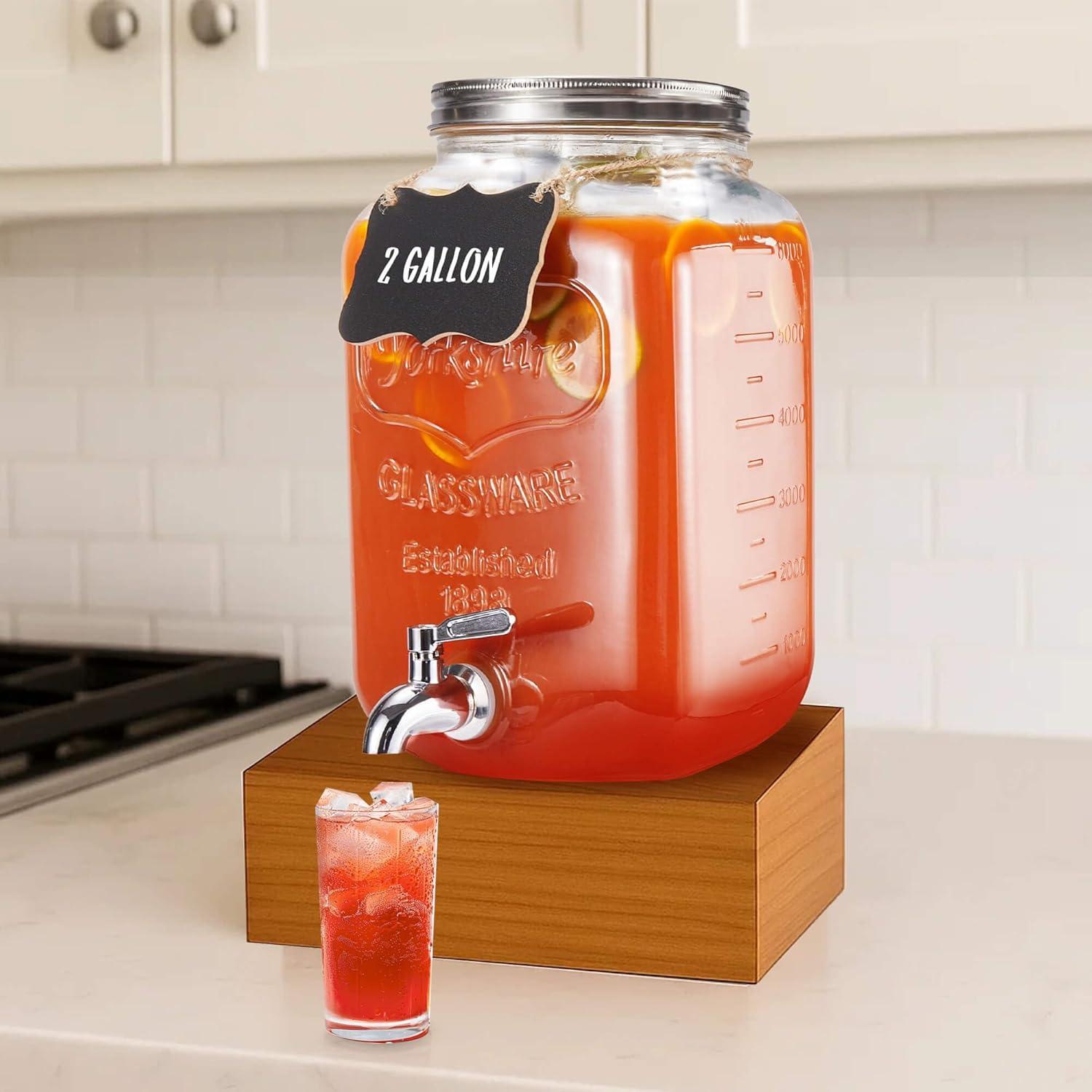 Dispensador de Bebidas de Vidrio JILLSKY 2 Galones con Grifo