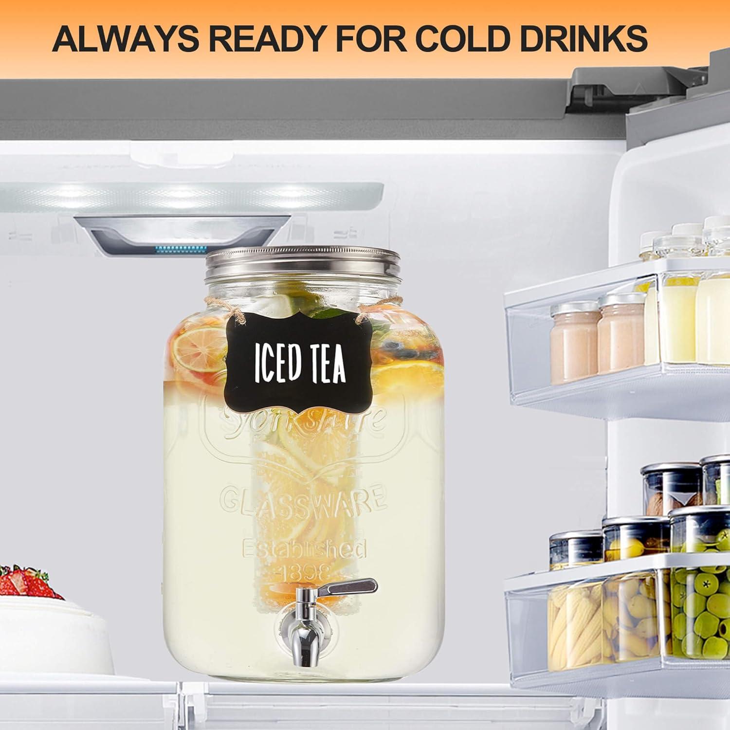 Dispensador de Bebidas de Vidrio JILLSKY 2 Galones con Grifo