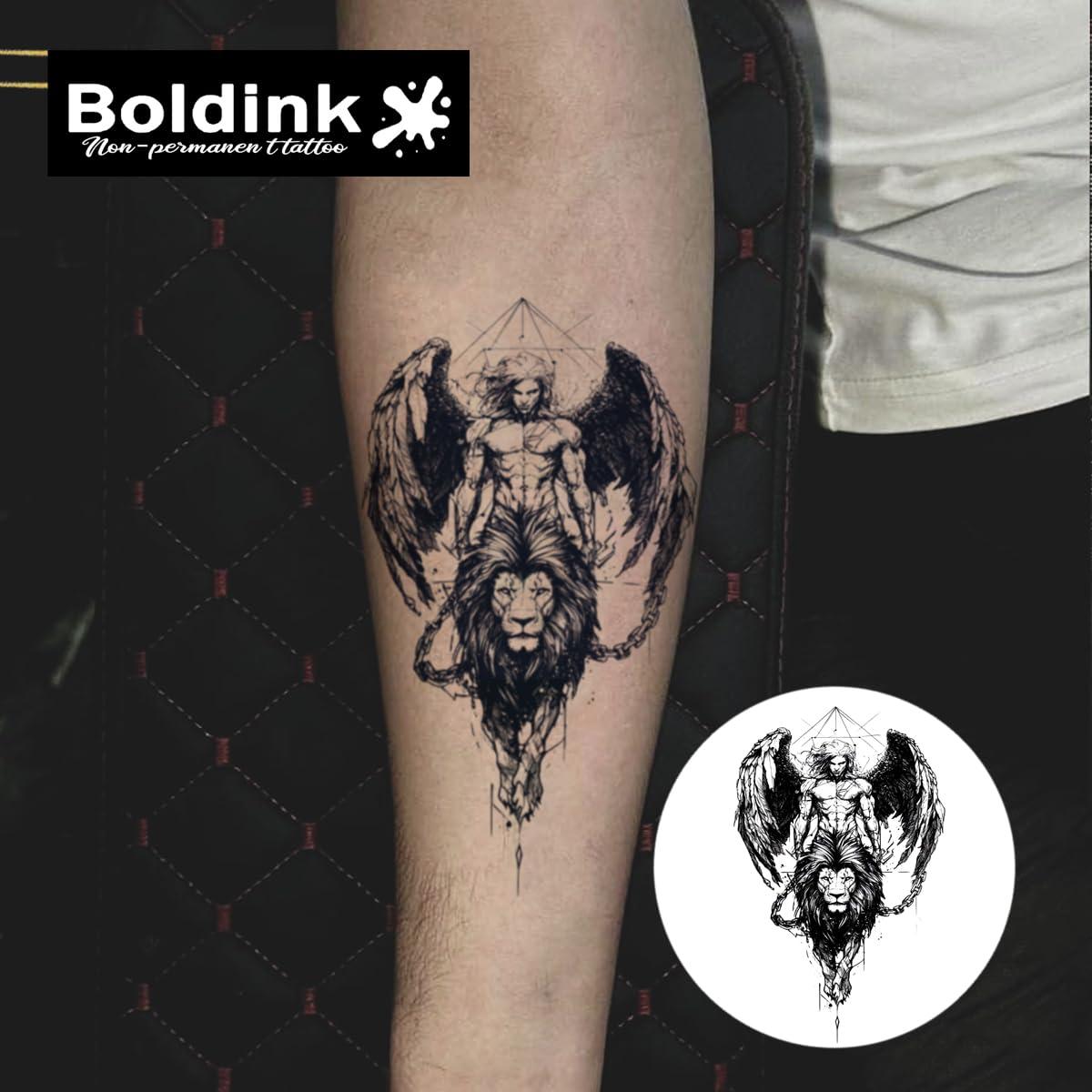 Tatuajes Temporales Boldink Ángels y León - 15 Días Impermeables