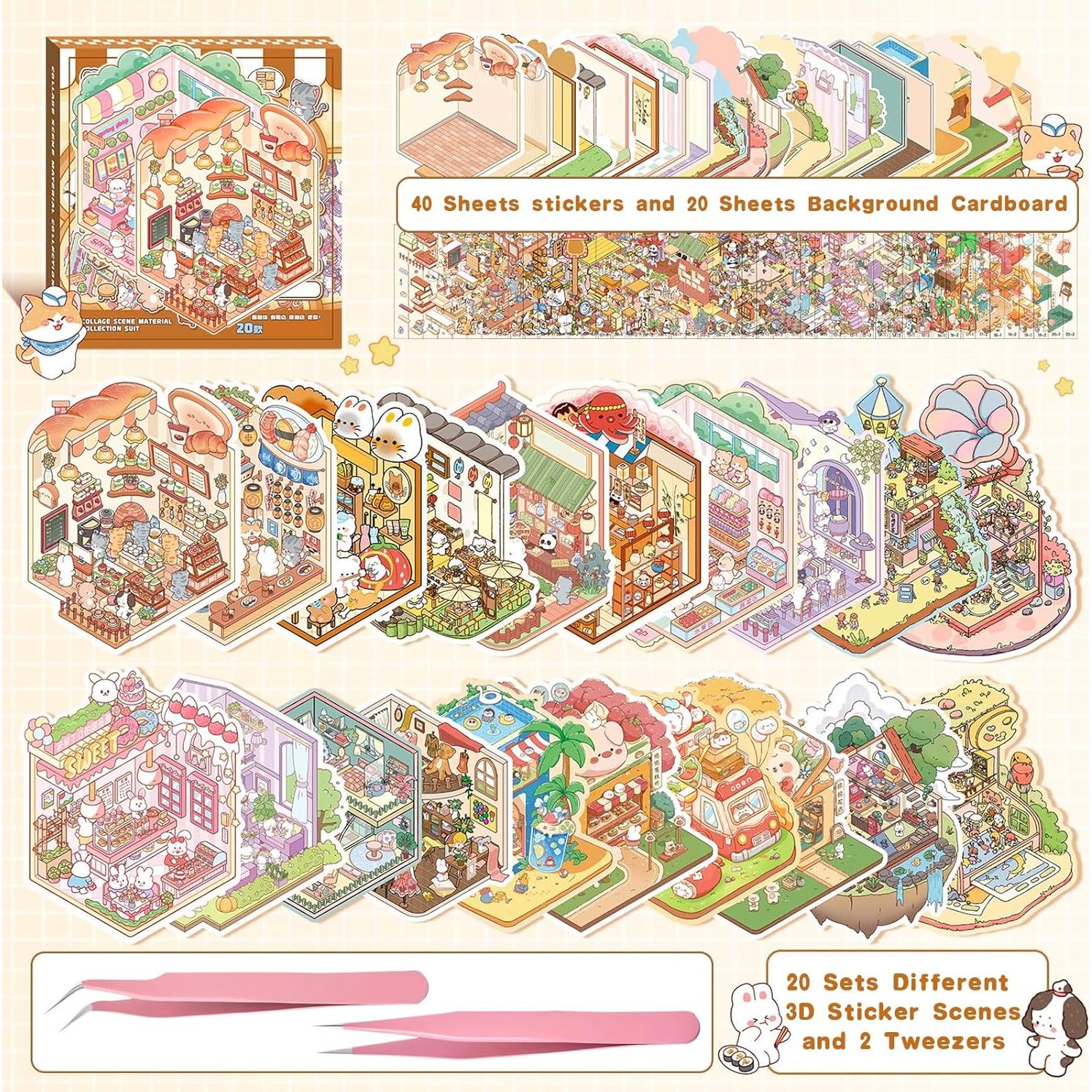 Stickers 3D DIY MHBEW - 20 Conjuntos Reutilizables para Niños