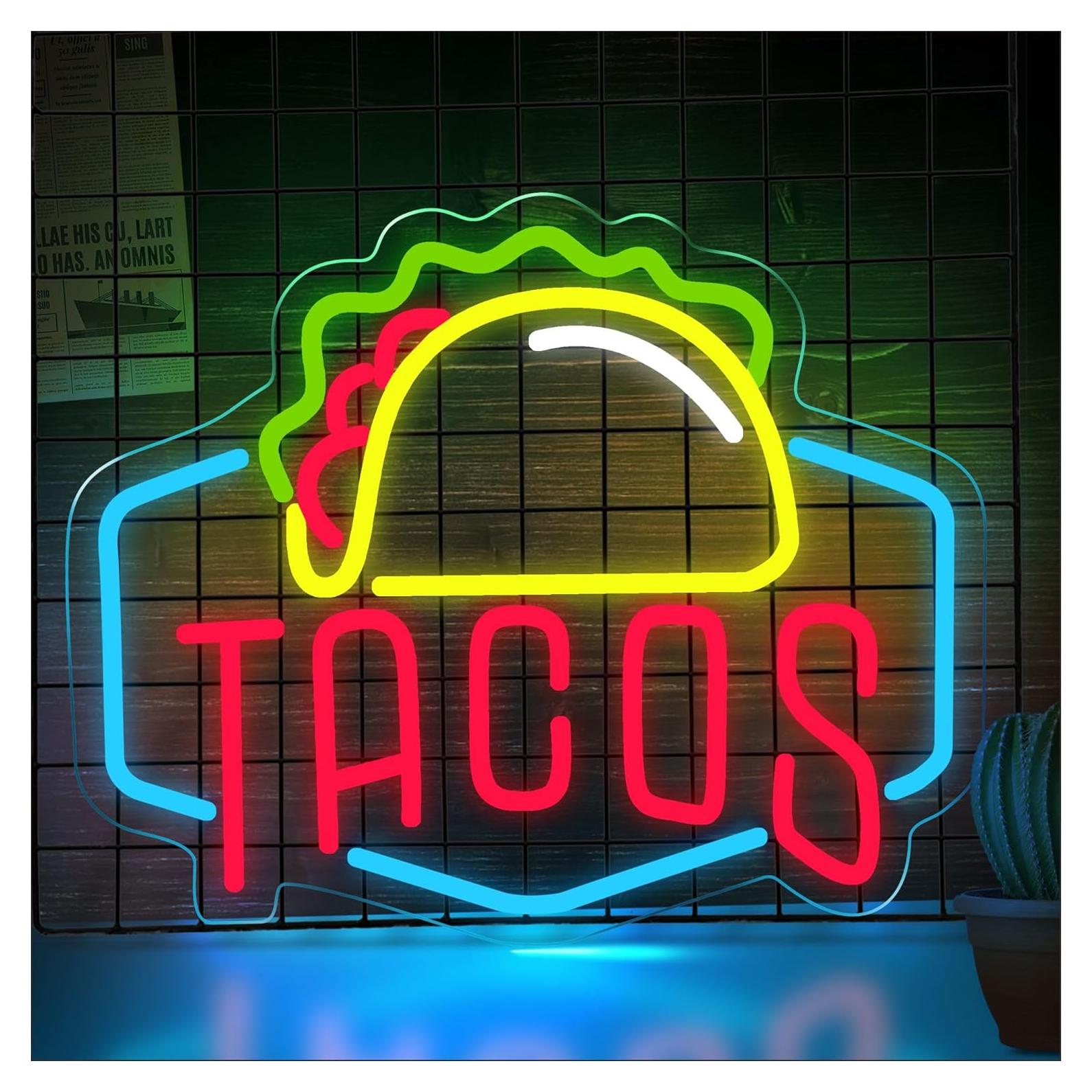 Letrero de Neón Tacos VarLietin 31x32 cm LED USB Decoración