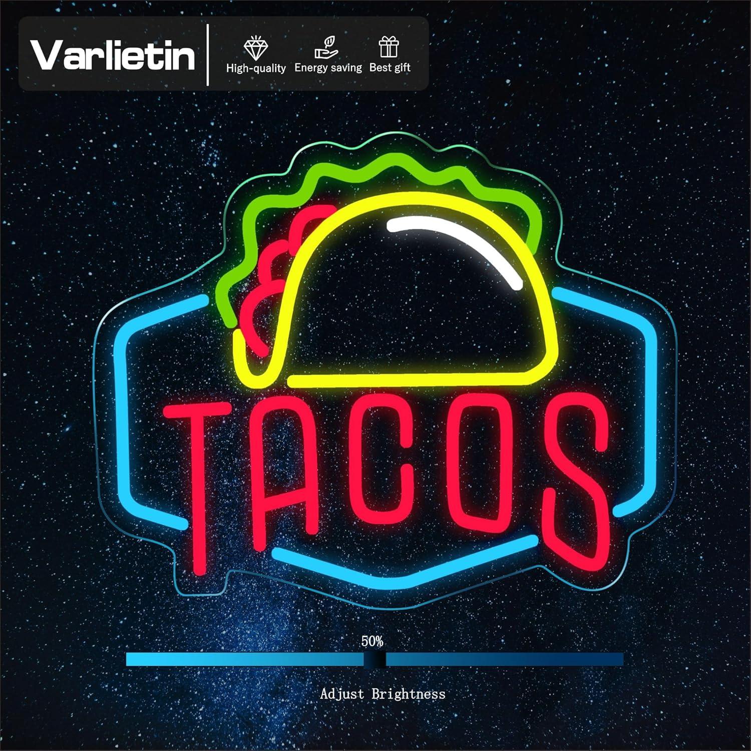 Letrero de Neón Tacos VarLietin 31x32 cm LED USB Decoración