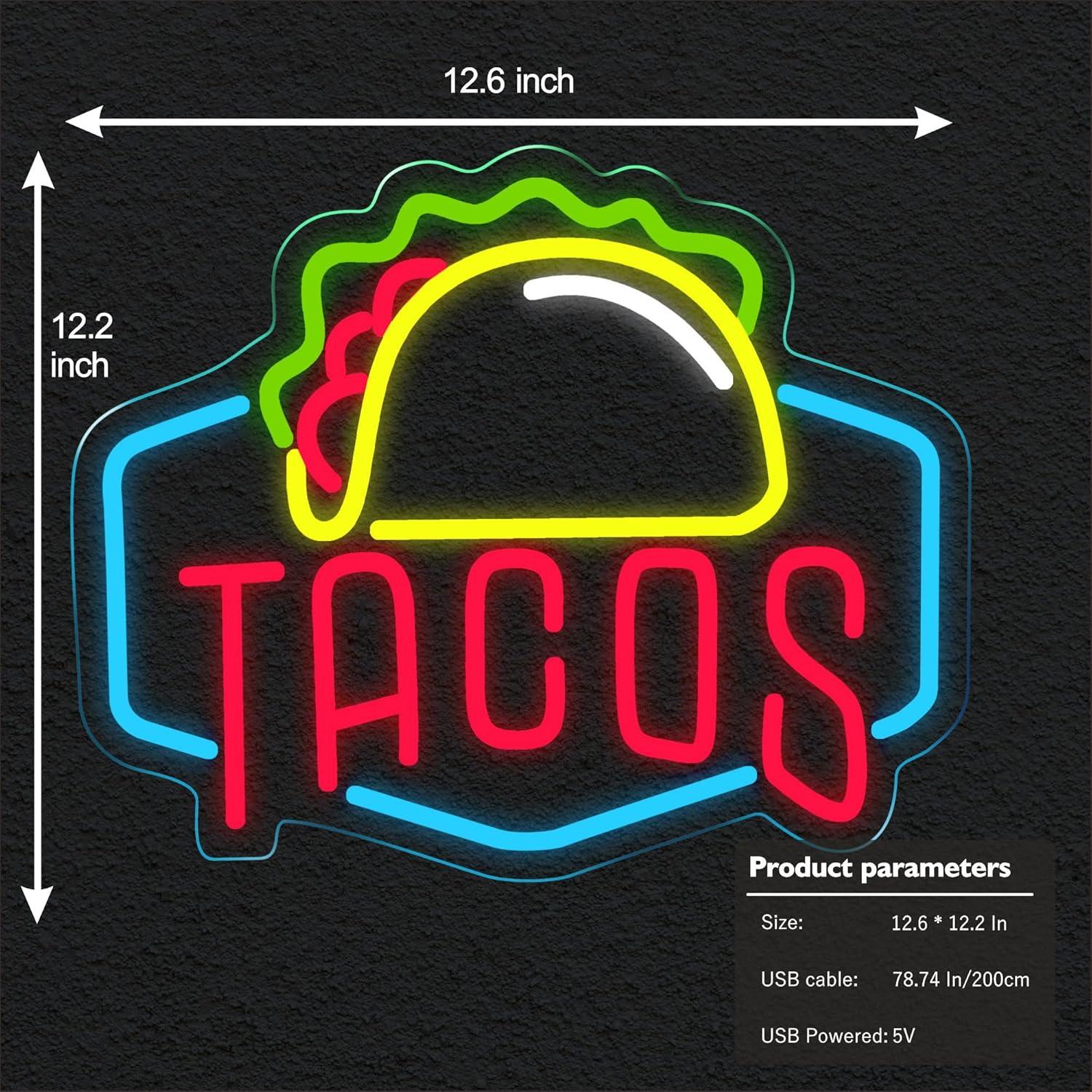 Letrero de Neón Tacos VarLietin 31x32 cm LED USB Decoración