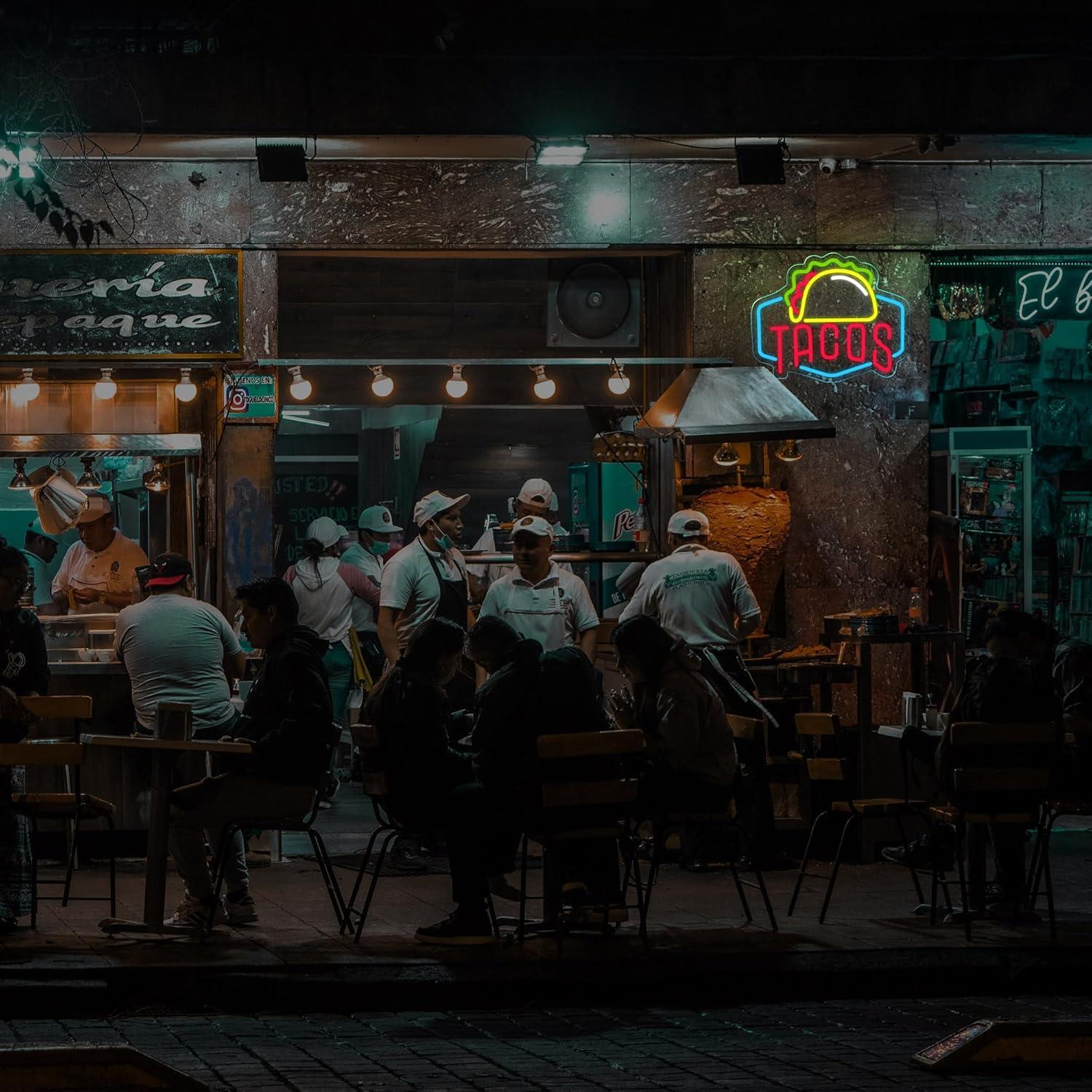 Letrero de Neón Tacos VarLietin 31x32 cm LED USB Decoración