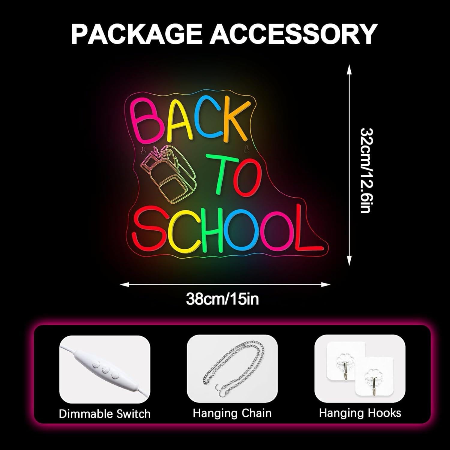 Señal LED Neon Regreso a Clases NOSUN 35.5x20.3cm