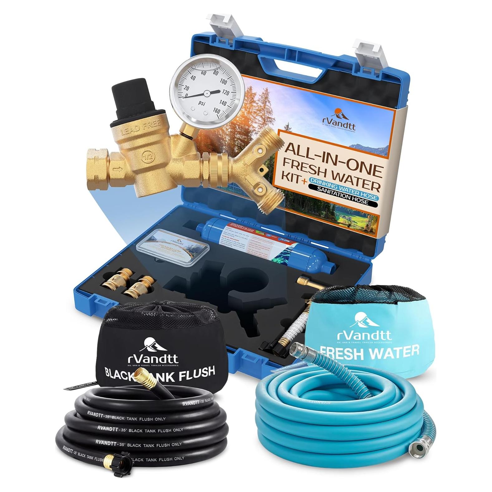 Kit de Agua Dulce RV rVandtt con Manguera de 10.67 m y Filtro
