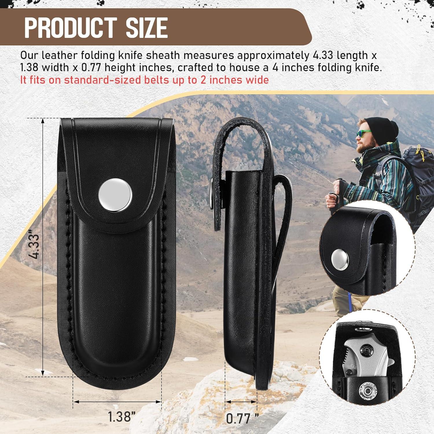 Funda de Cuchillo de Cuero Negro 10 cm con Cierre y Lazo