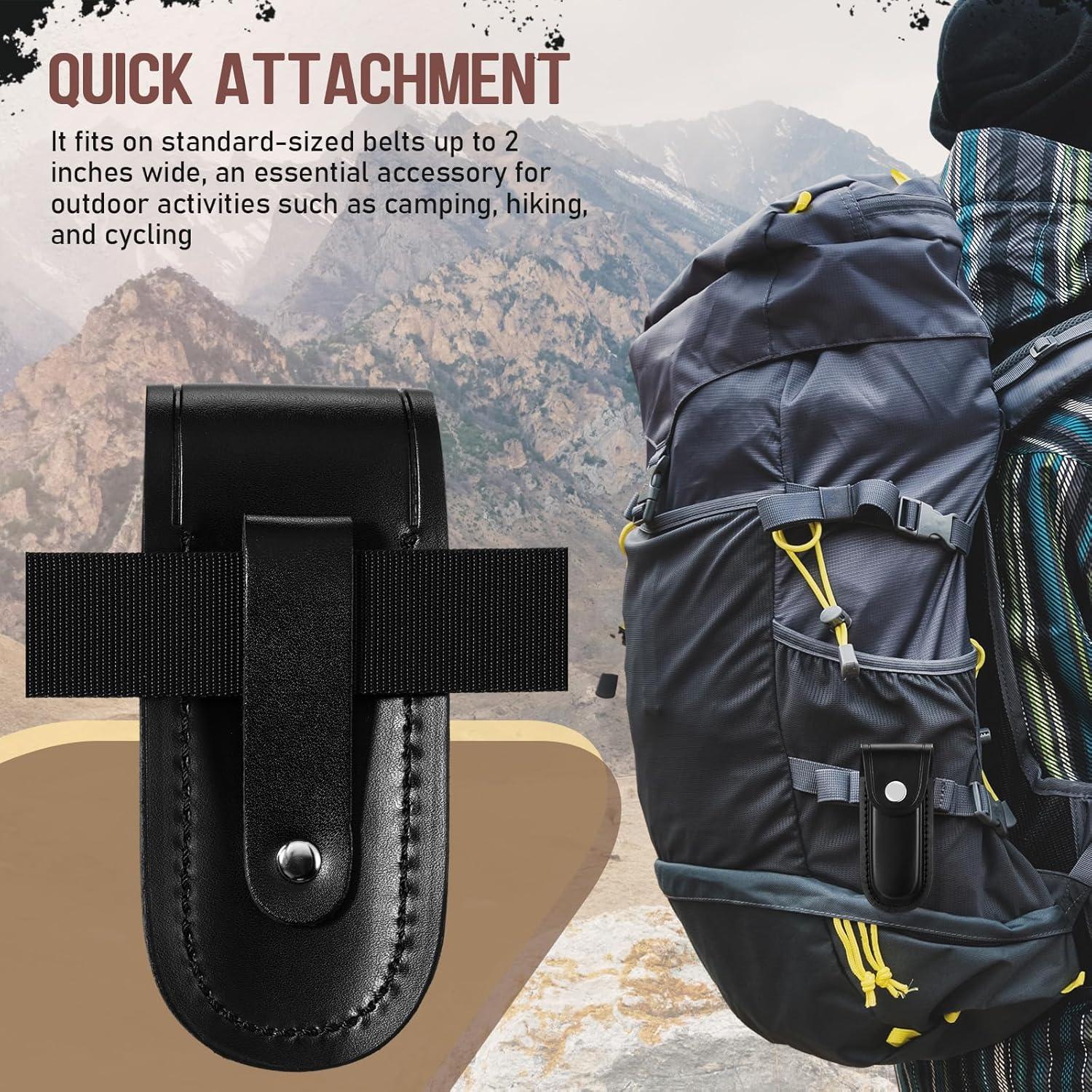 Funda de Cuchillo de Cuero Negro 10 cm con Cierre y Lazo