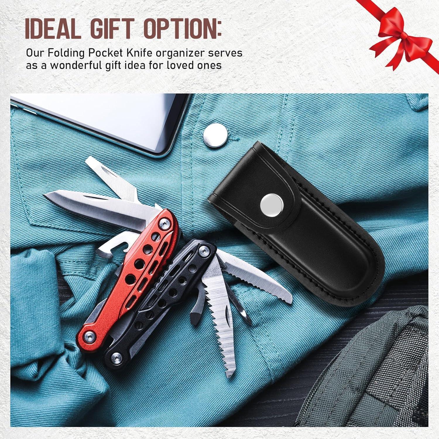 Funda de Cuchillo de Cuero Negro 10 cm con Cierre y Lazo