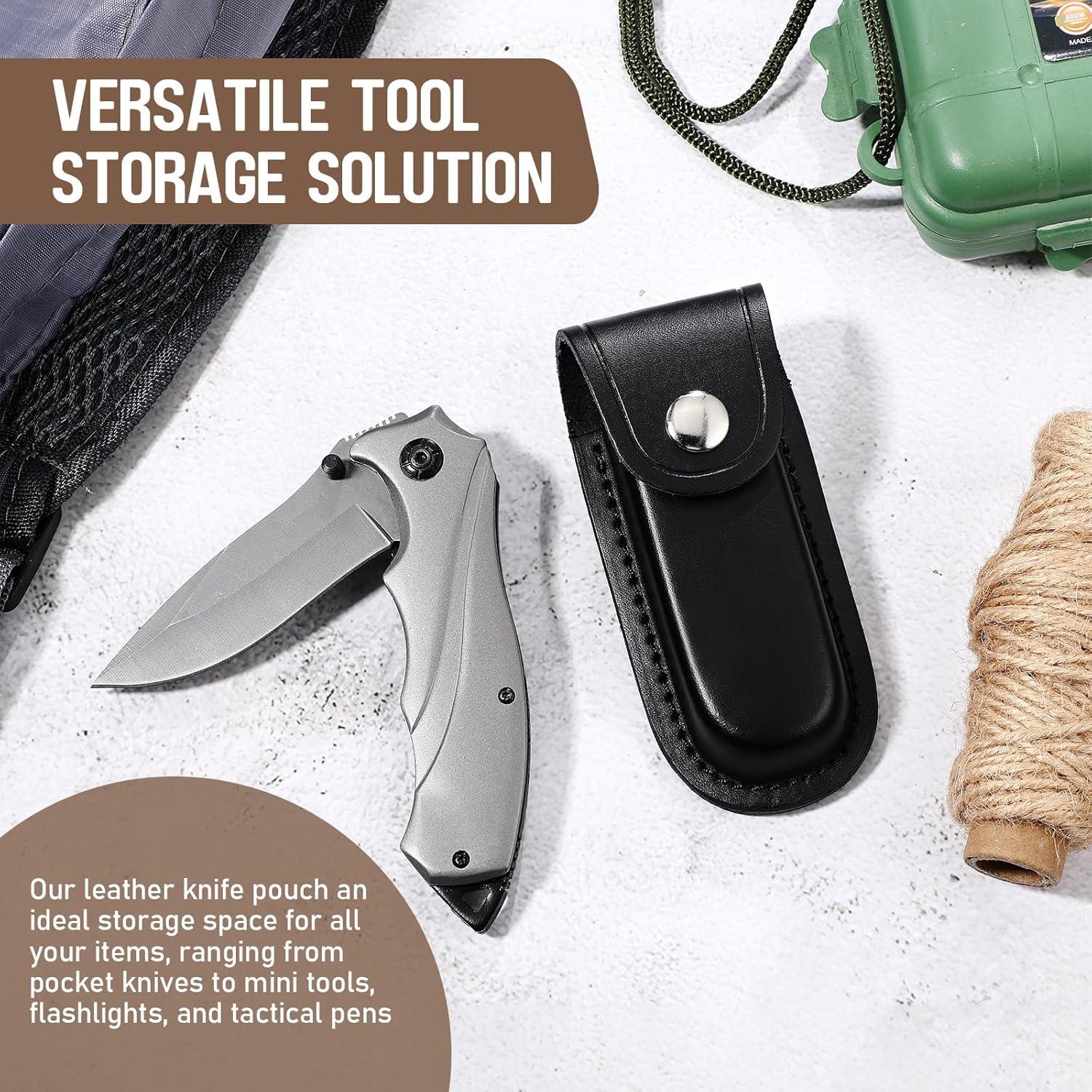 Funda de Cuchillo de Cuero Negro 10 cm con Cierre y Lazo