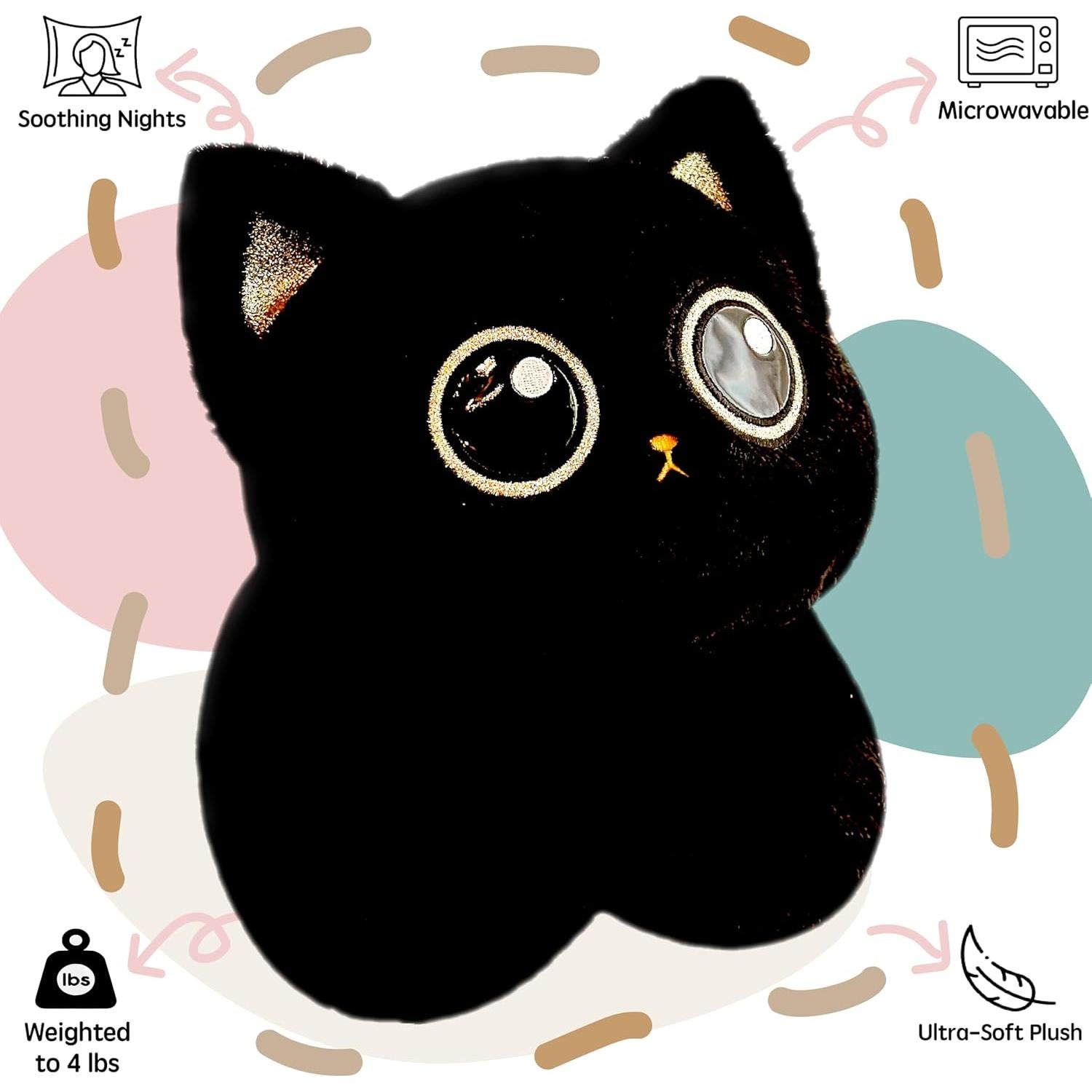 Peluche Calentable Uoozii Gato Negro 50 cm 1.74 kg