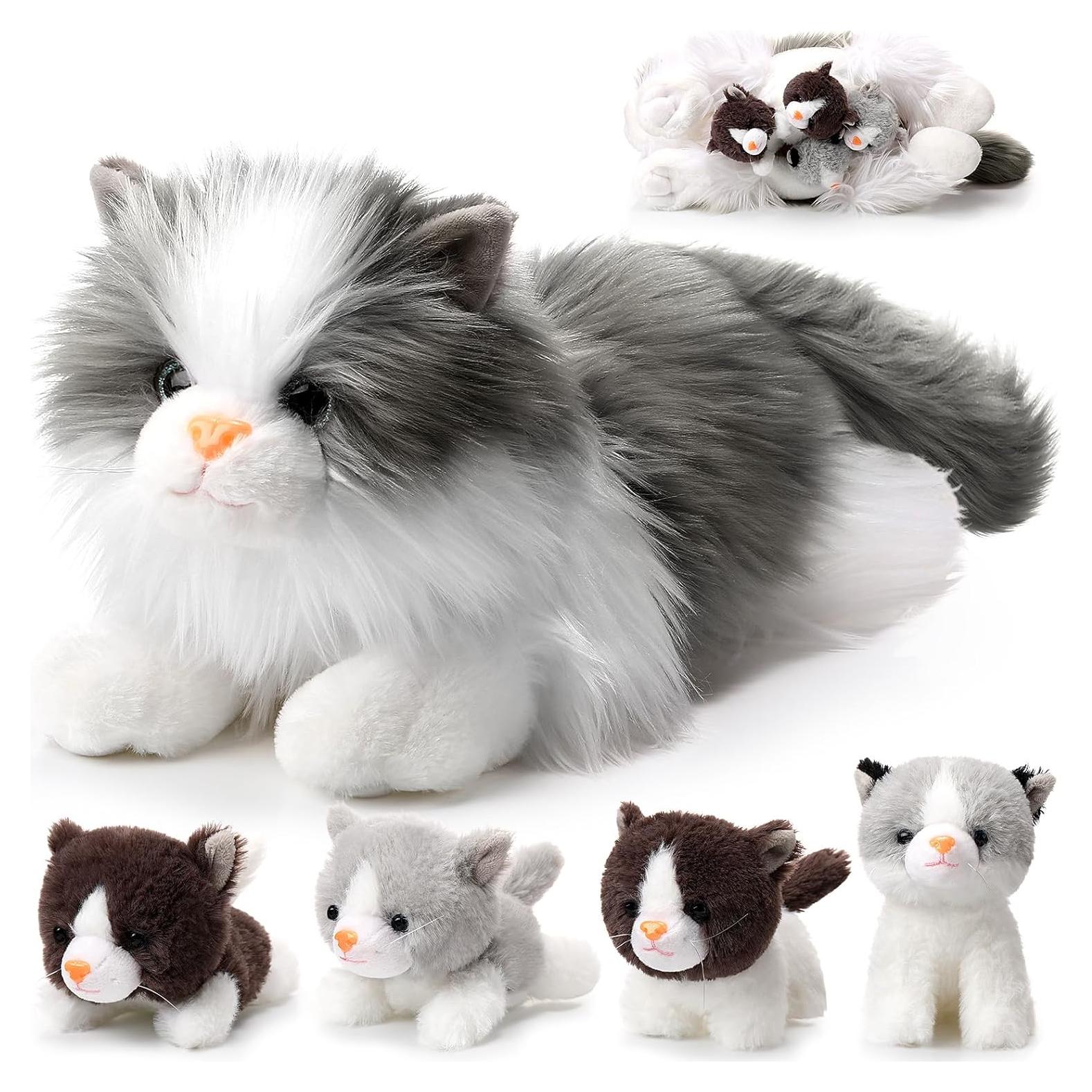 Set de Peluches Gato Ragdoll HyDren 5 Piezas Gris