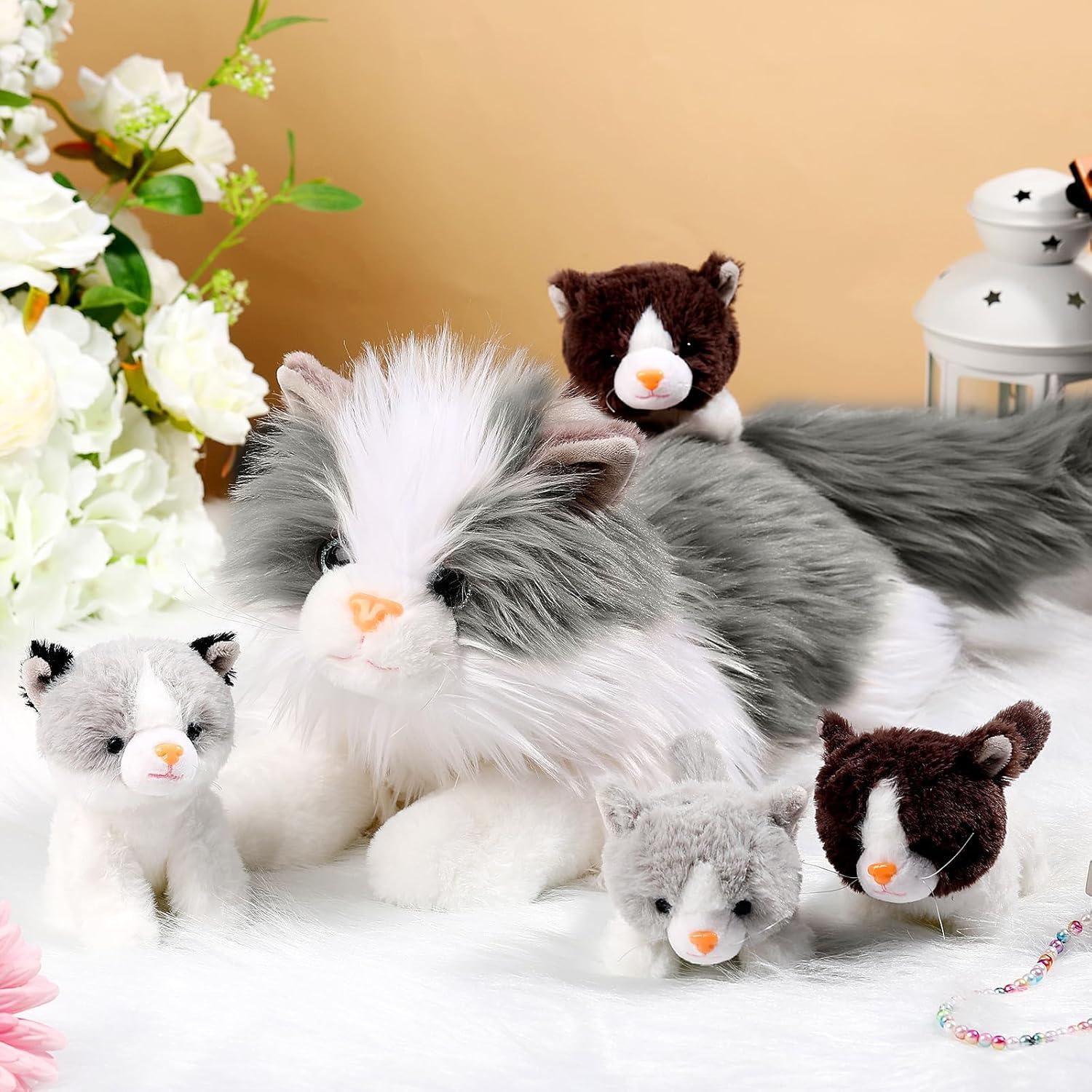 Set de Peluches Gato Ragdoll HyDren 5 Piezas Gris
