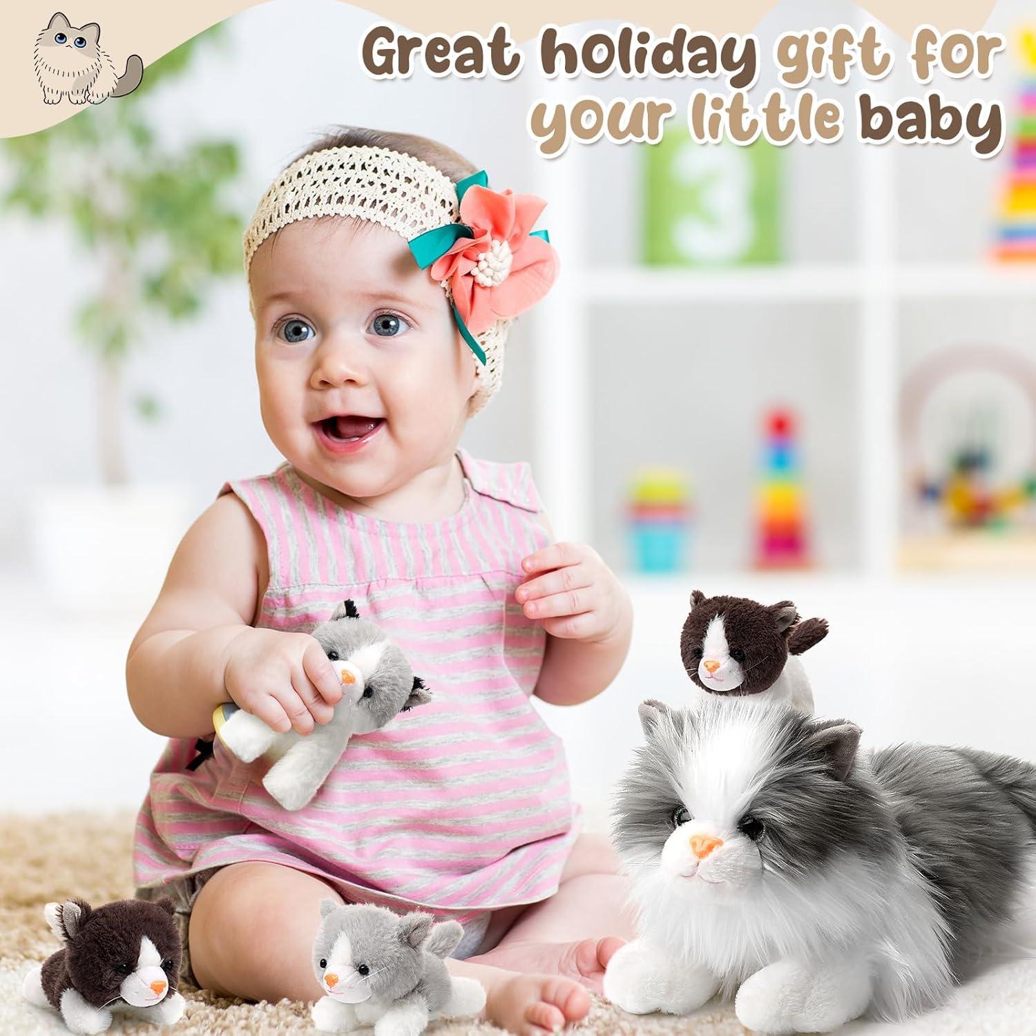 Set de Peluches Gato Ragdoll HyDren 5 Piezas Gris