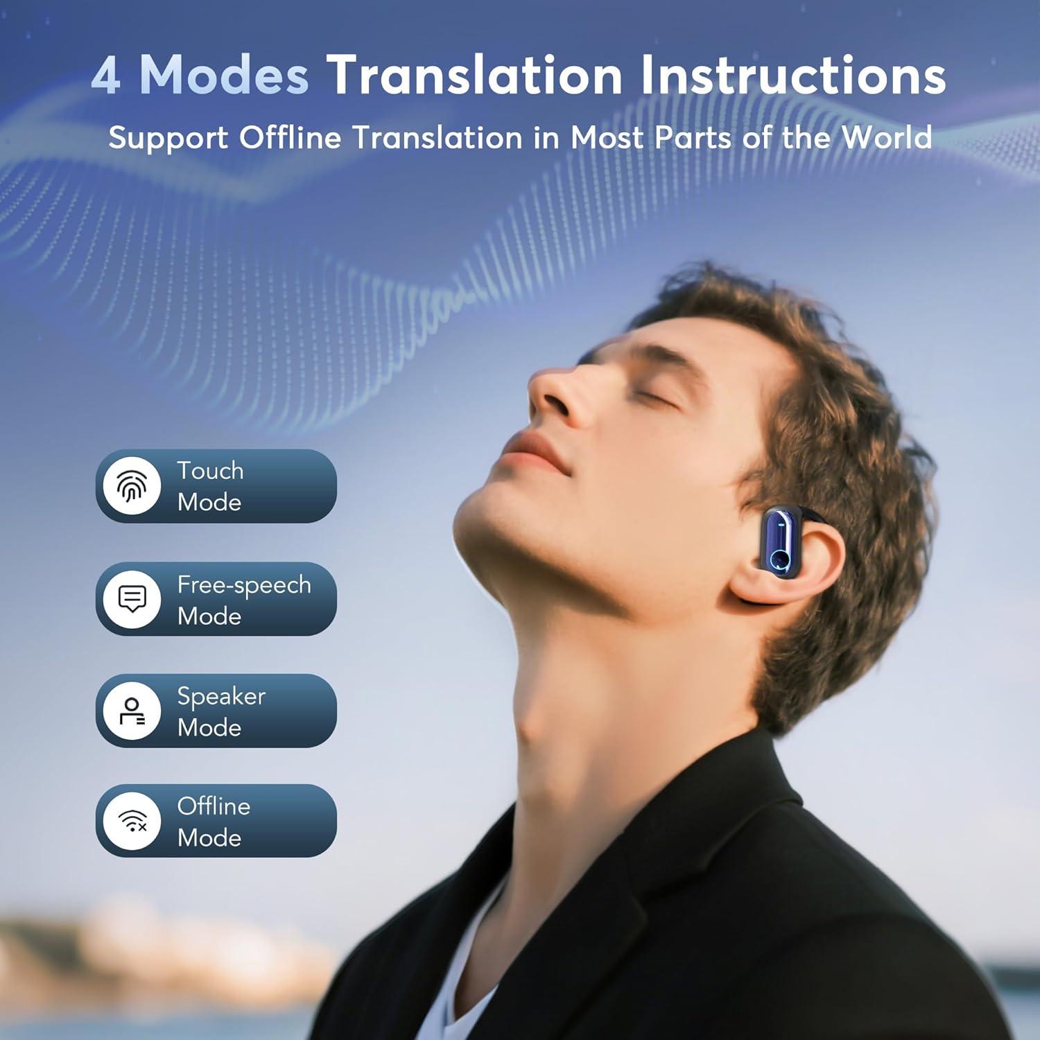 Auriculares de Traducción AI MOZC 4-en-1 Bluetooth 5.4 Azul