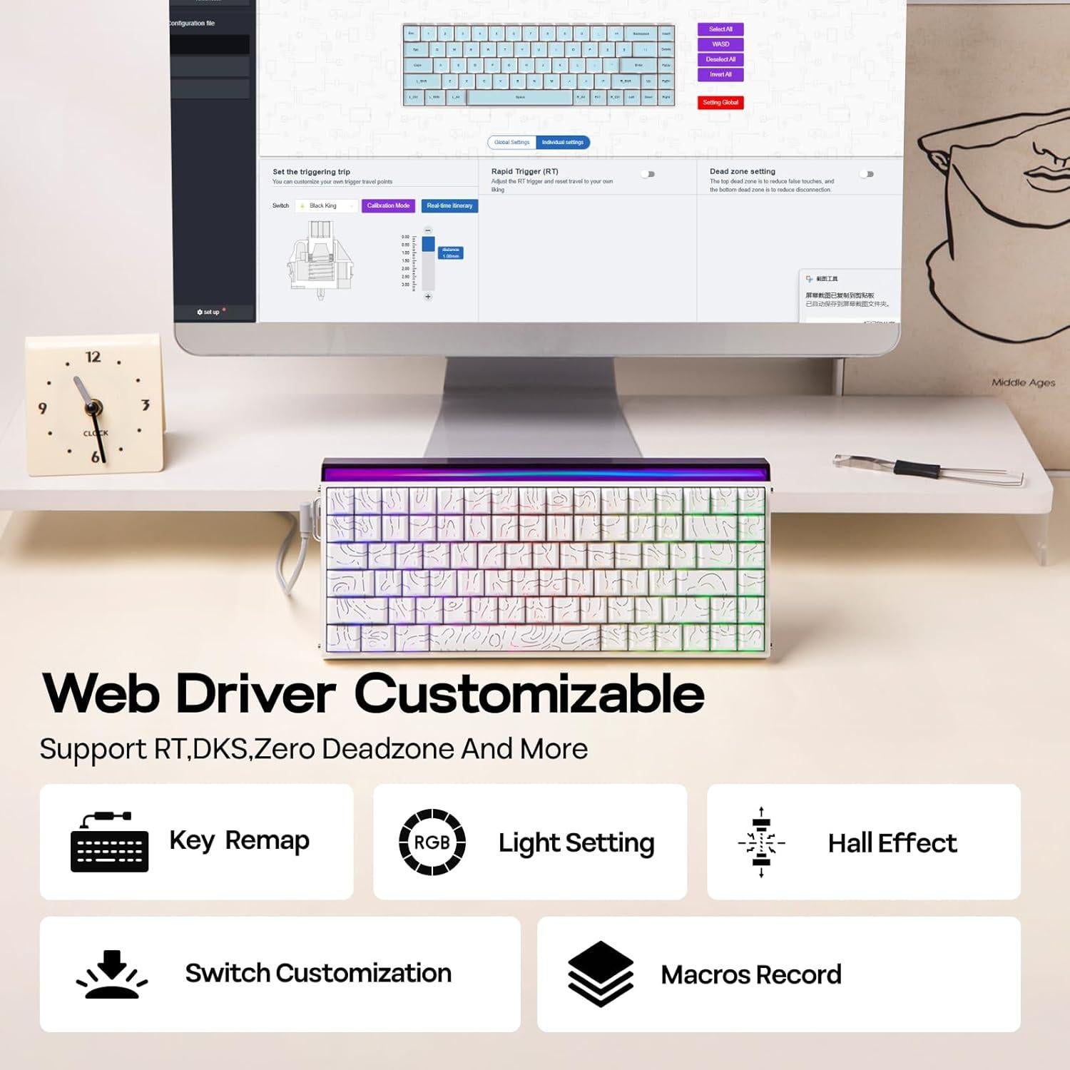 Teclado Magnético para Juegos EPOMAKER Hero84 HE RGB 75%