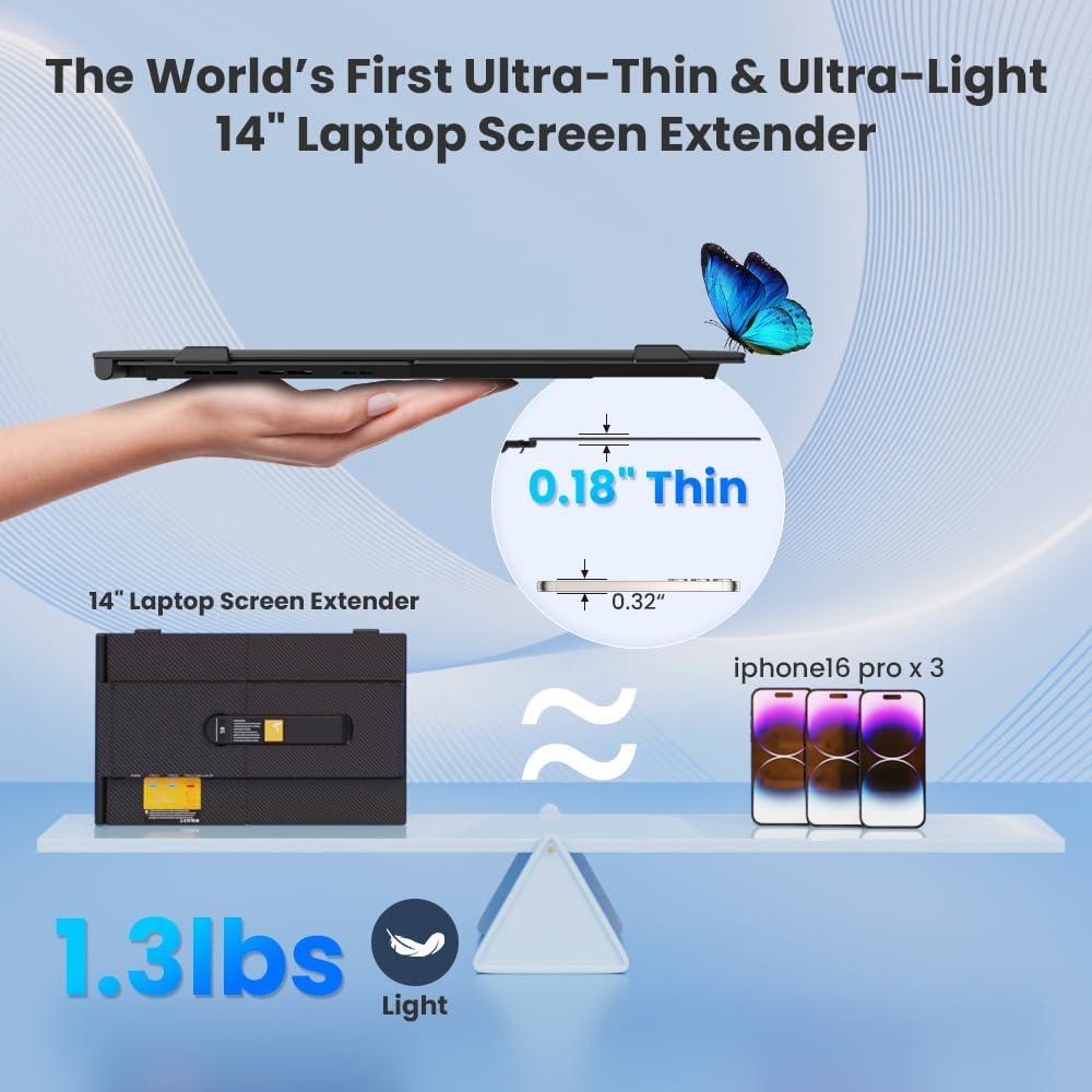Extensor de Pantalla Portátil Hyangin S8 14" FHD 1080P Ultra Delgado