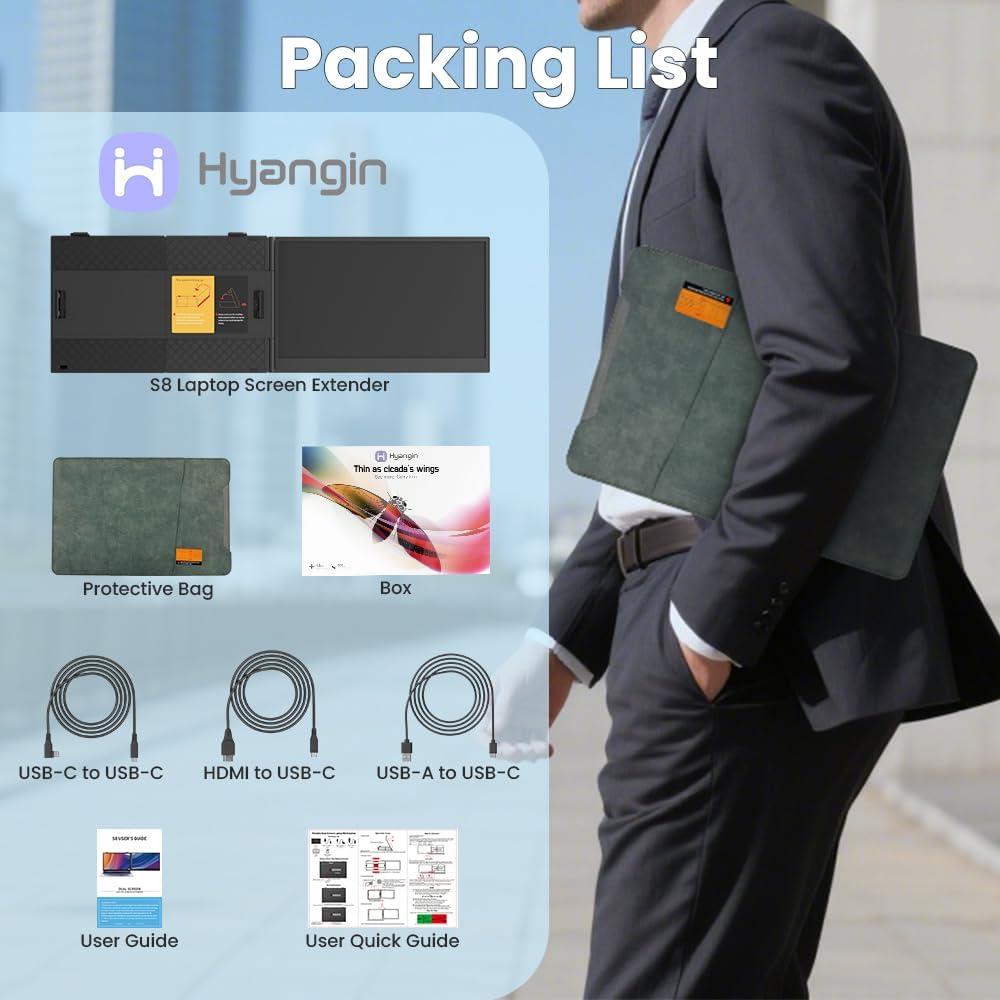 Extensor de Pantalla Portátil Hyangin S8 14" FHD 1080P Ultra Delgado