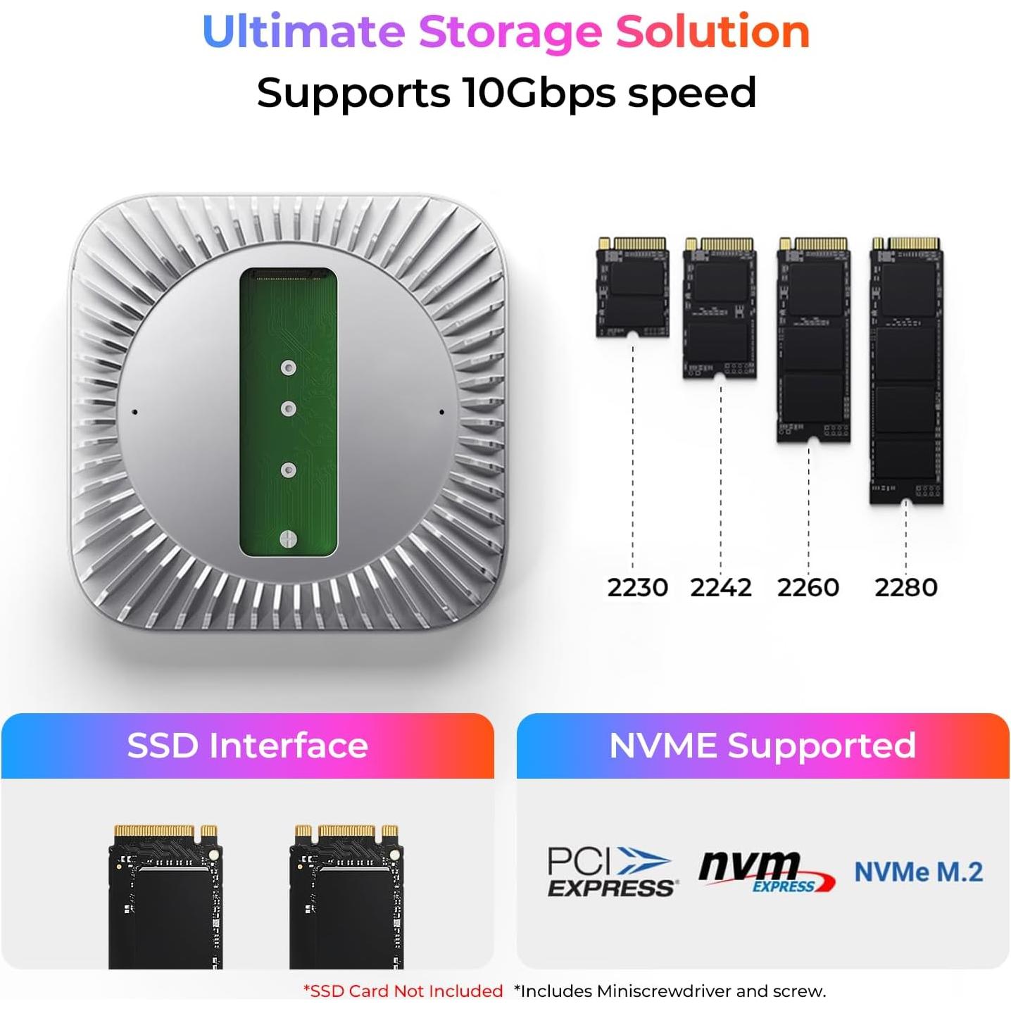 Dock Raycue para Mac Mini M4 con Soporte y Enclosure SSD 8TB