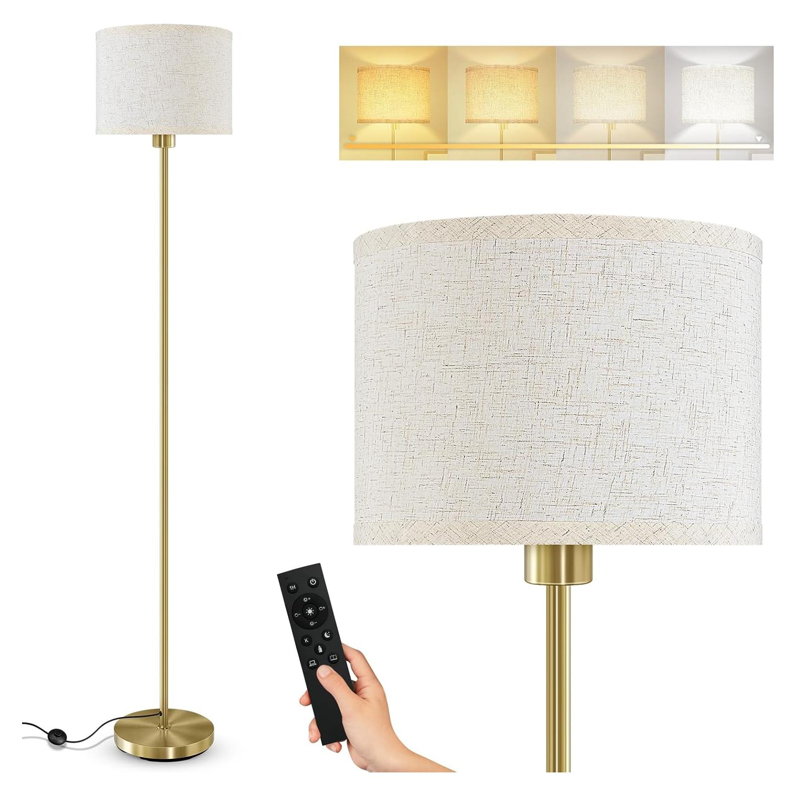 Lámpara de Pie LED Regulable Bricosmocon 10W Dorada 147cm