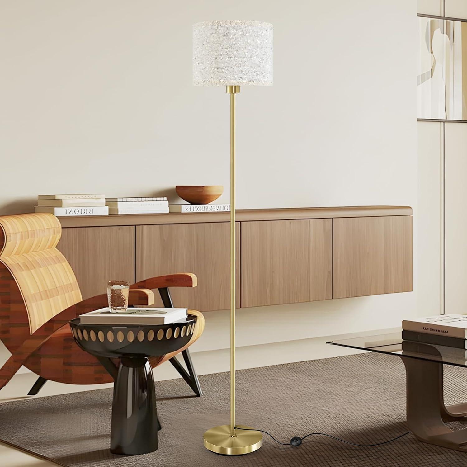 Lámpara de Pie LED Regulable Bricosmocon 10W Dorada 147cm