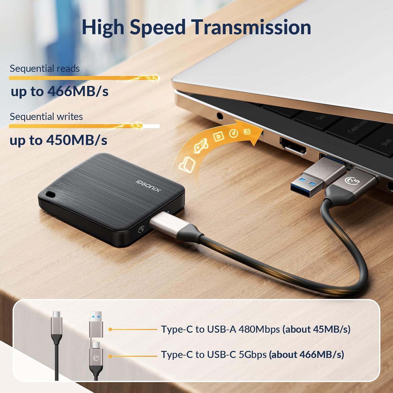 SSD Externo iDsonix 256GB USB 3.2 Alta Velocidad 466MB/s