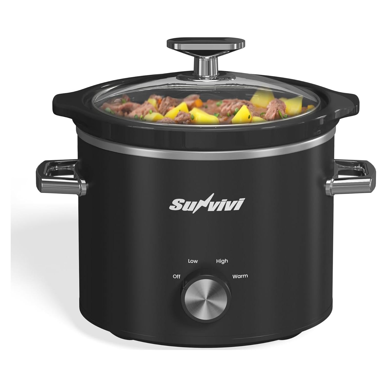 Olla de Cocción Lenta SUNVIVI 2QT Cerámica Desmontable Negra