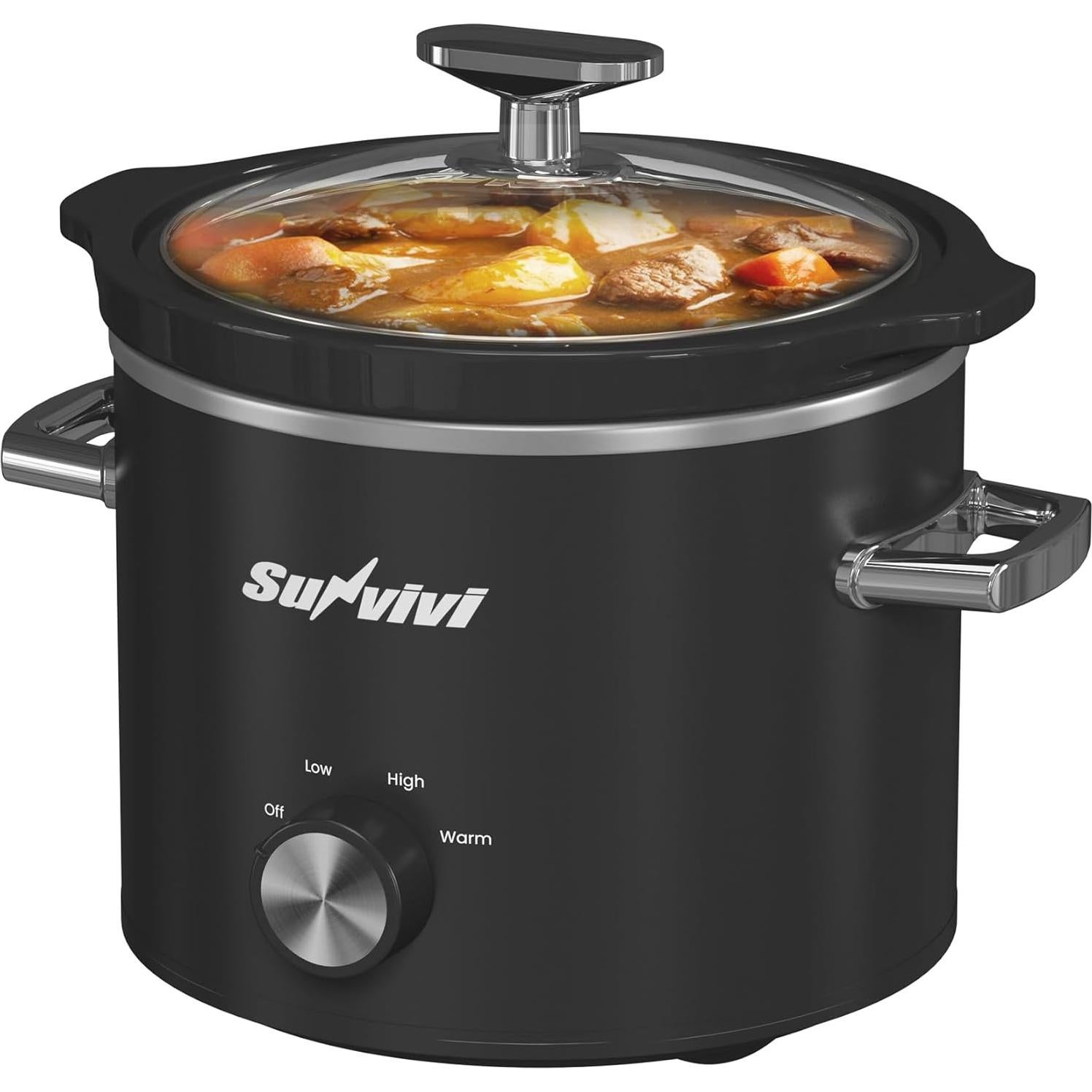 Olla de Cocción Lenta SUNVIVI 2QT Cerámica Desmontable Negra