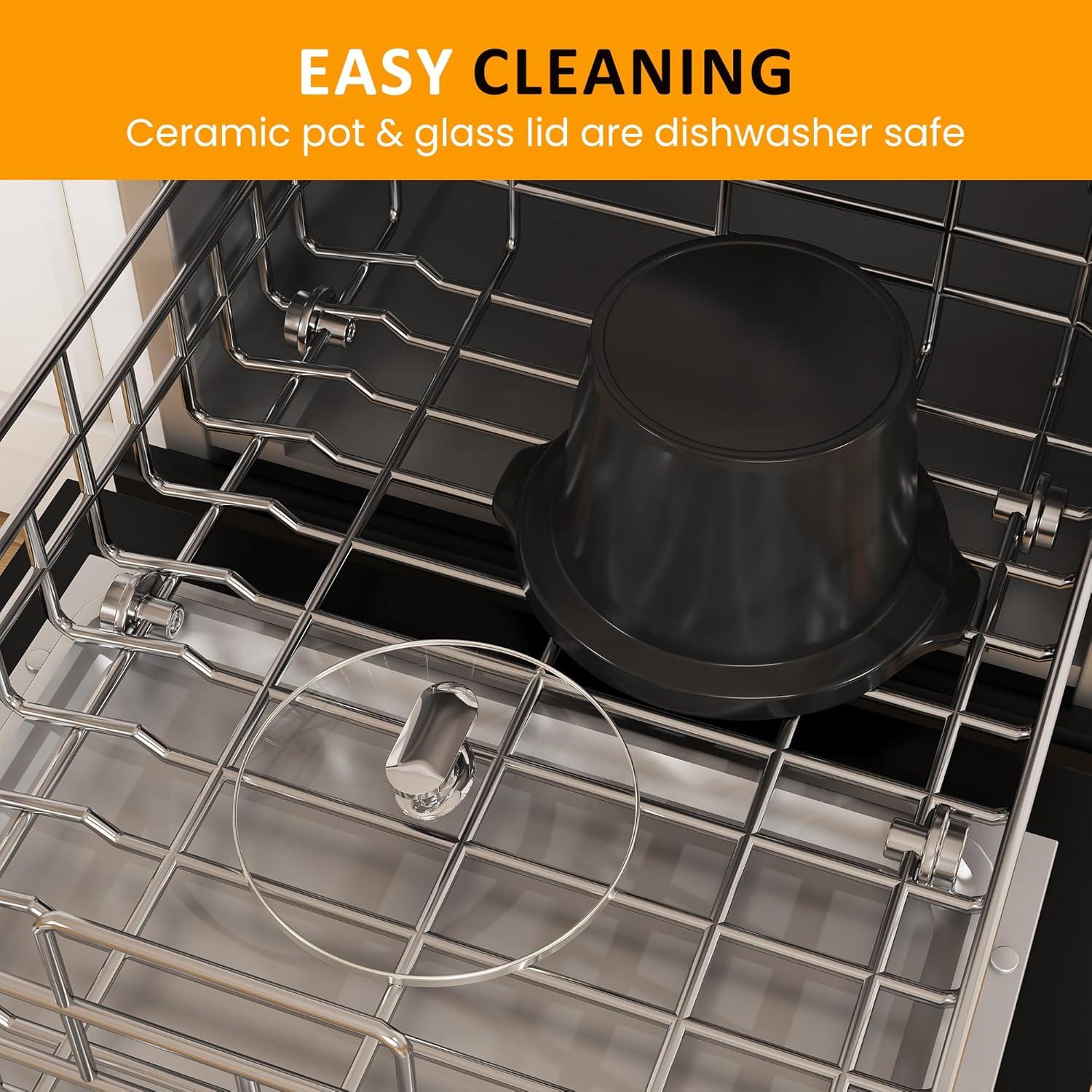 Olla de Cocción Lenta SUNVIVI 2QT Cerámica Desmontable Negra