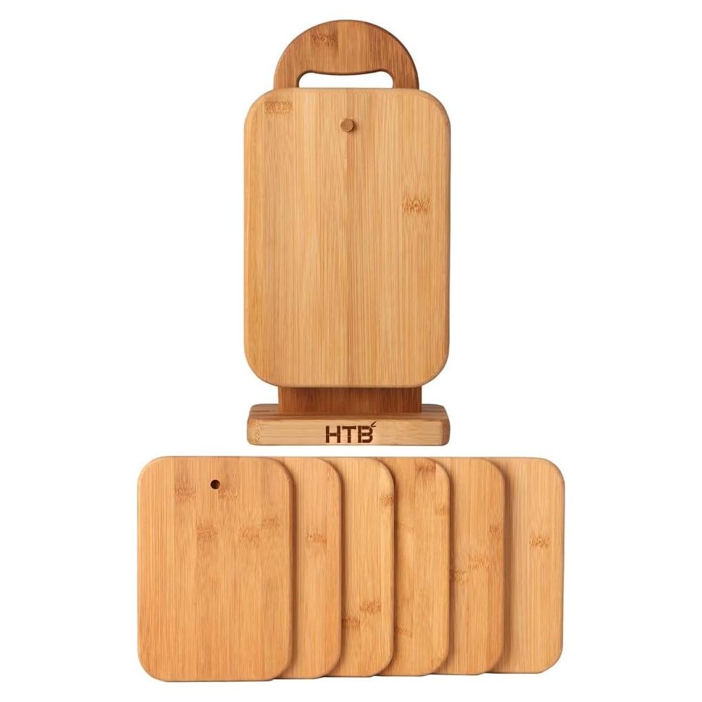 Juego de 6 Tablas de Cortar de Bambú HTB con Soporte