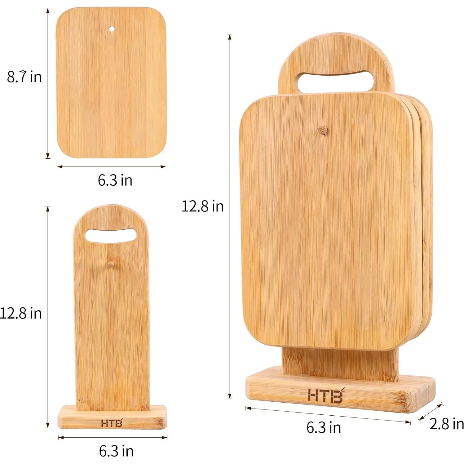 Juego de 6 Tablas de Cortar de Bambú HTB con Soporte