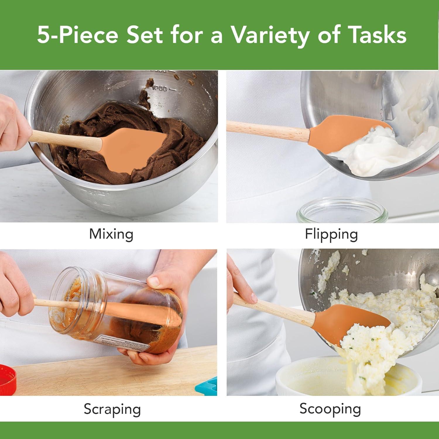 Juego de Espátulas de Silicona Tovolo 5 Piezas Mango Madera