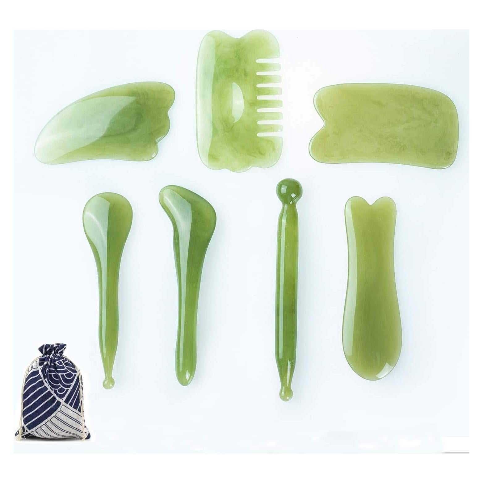 Juego de 7 herramientas de masaje Gua Sha YUYONGTANG - Resina Natural