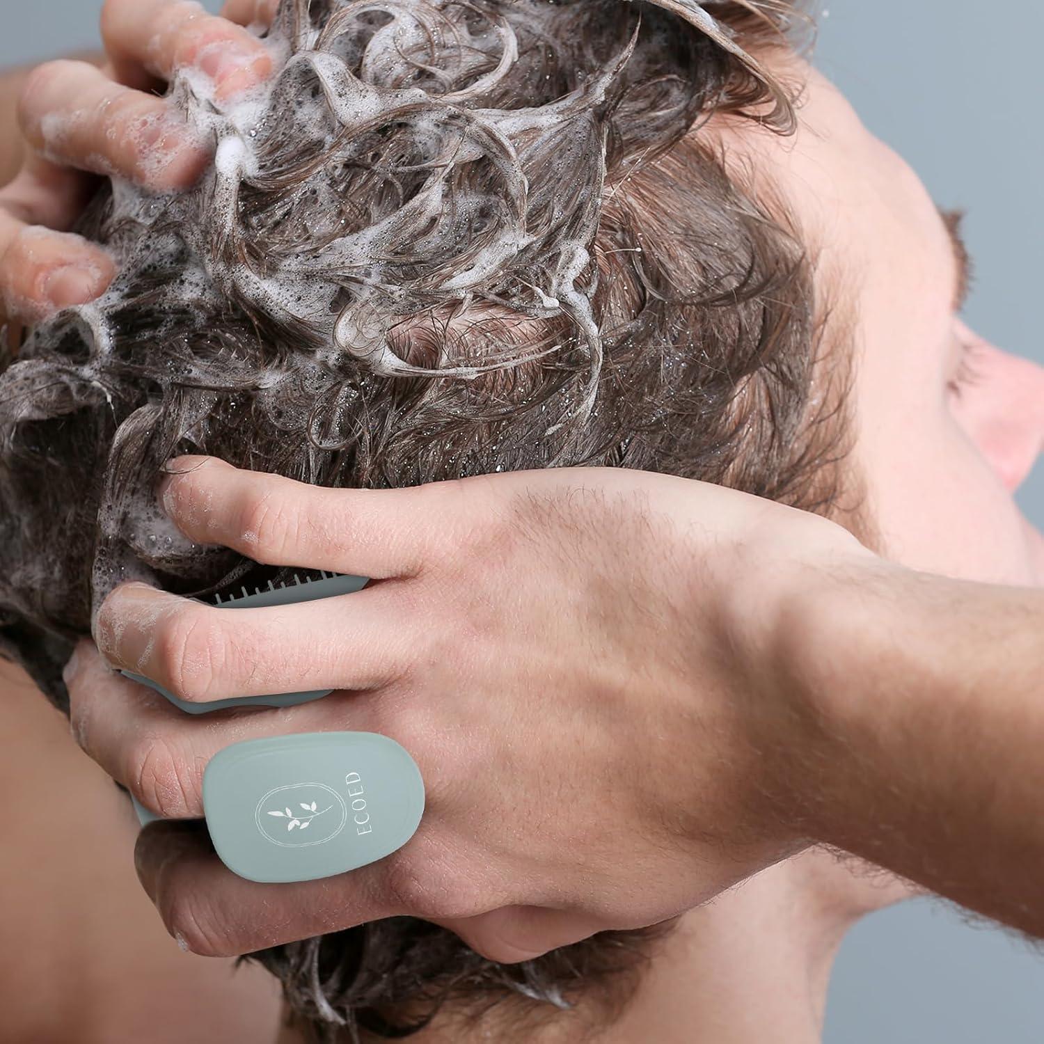 Cepillo de Champú Ergonomico Ecoed Azul para Masaje y Exfoliación
