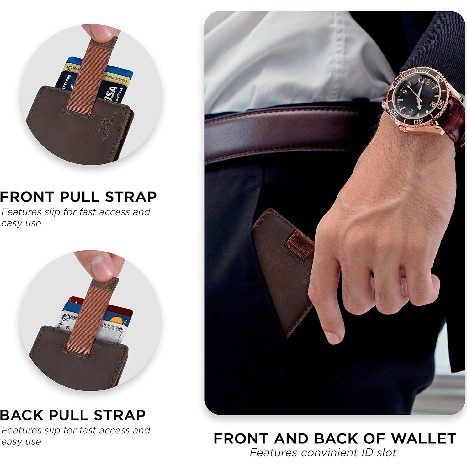 Billetera delgada SERMAN BRANDS con bloqueo RFID - Cuero marrón