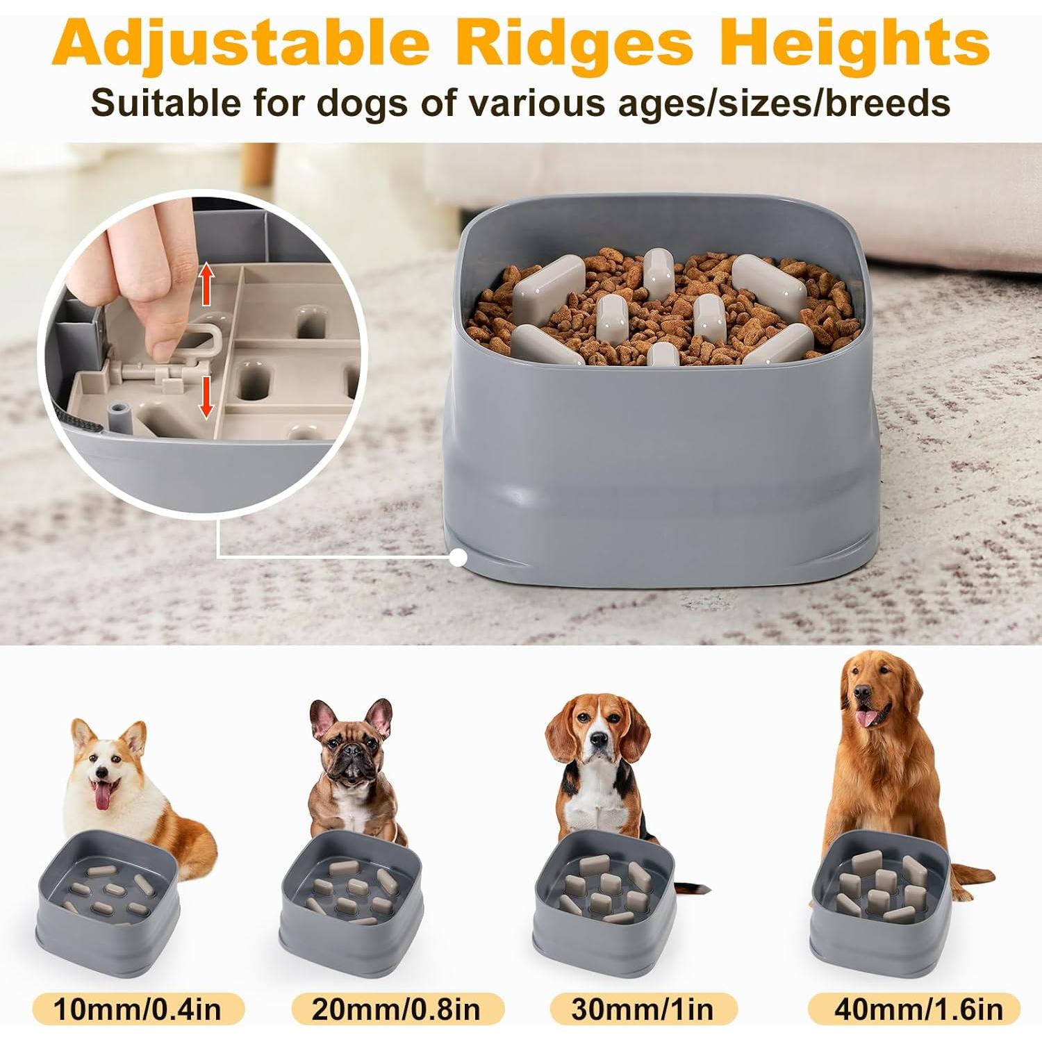 Comedero Lento para Perros Sunhoo Gris 19x19 cm Ajustable