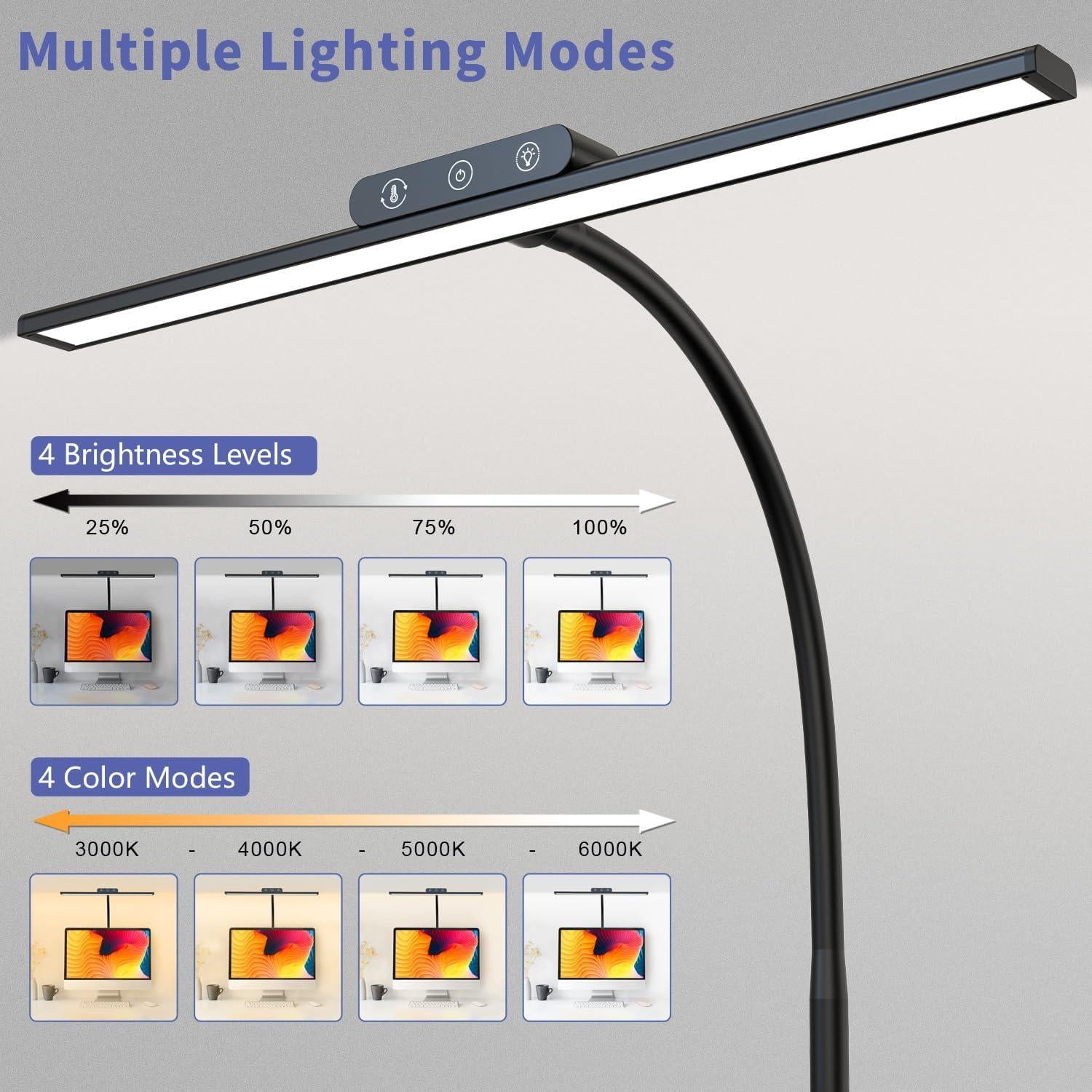 Lámpara de Escritorio LED KableRika 43.2cm Regulable Negra
