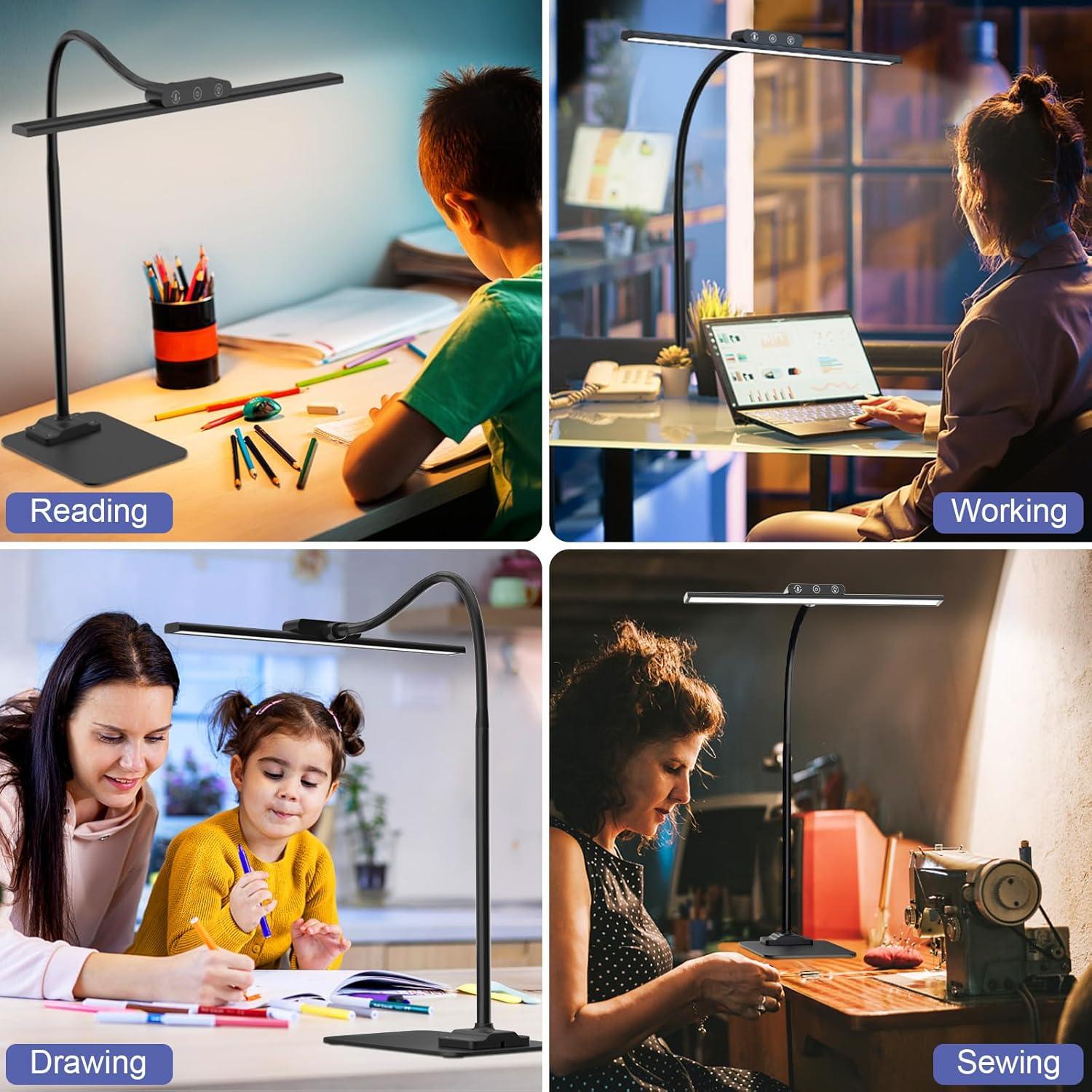 Lámpara de Escritorio LED KableRika 43.2cm Regulable Negra