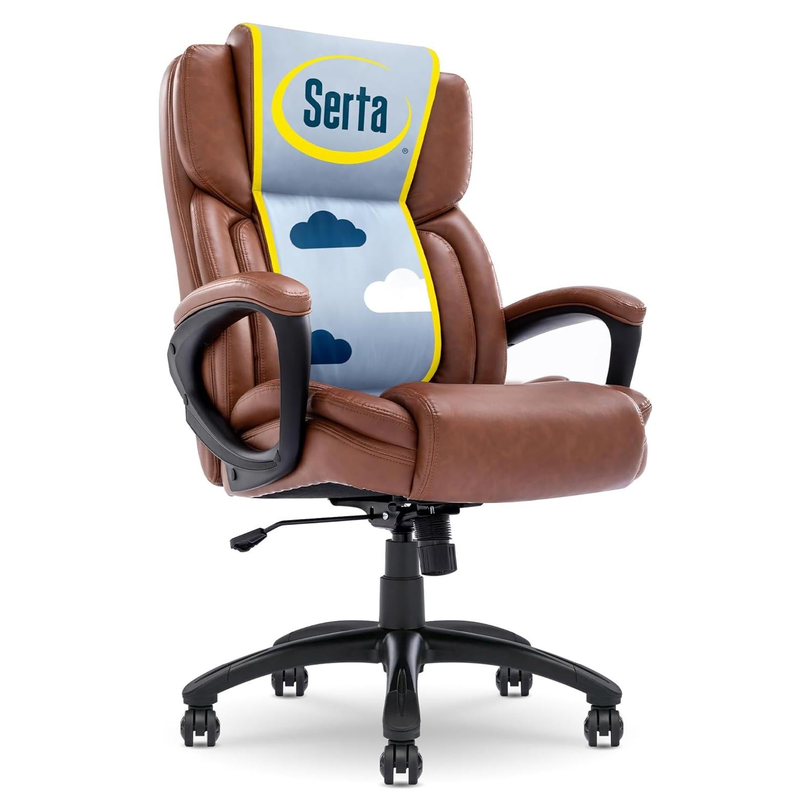 Silla Ejecutiva Serta Garret Ergonómica Cognac con Soporte Lumbar