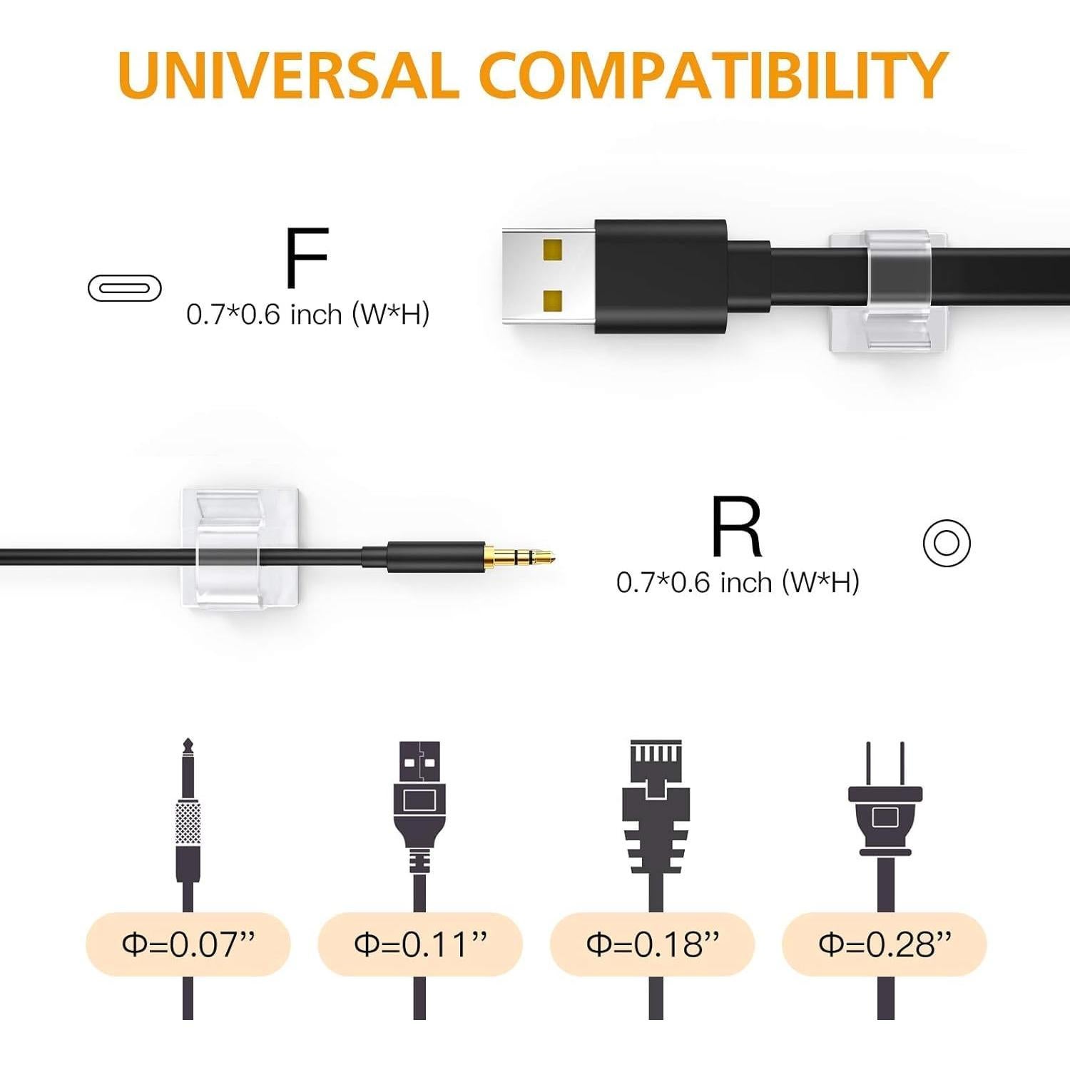 110 Clips de Cable Adhesivos AGPTEK - Organizador Transparente