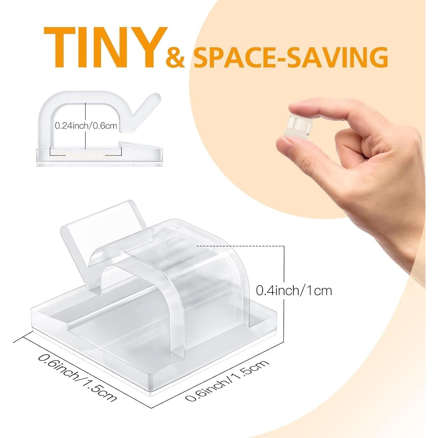 110 Clips de Cable Adhesivos AGPTEK - Organizador Transparente