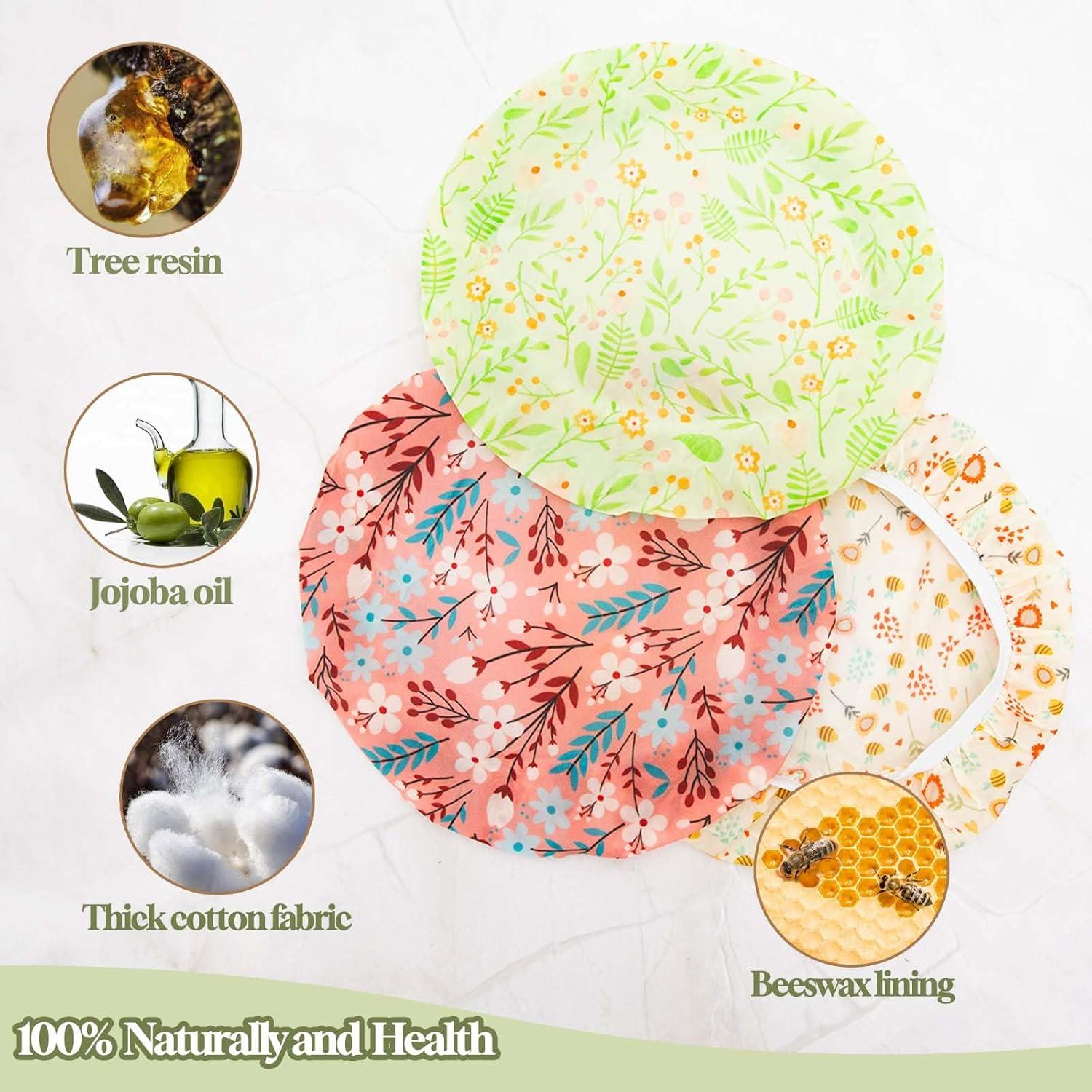 3 Tapas Reutilizables de Cera de Abeja GNHUT 25cm Ecológicas