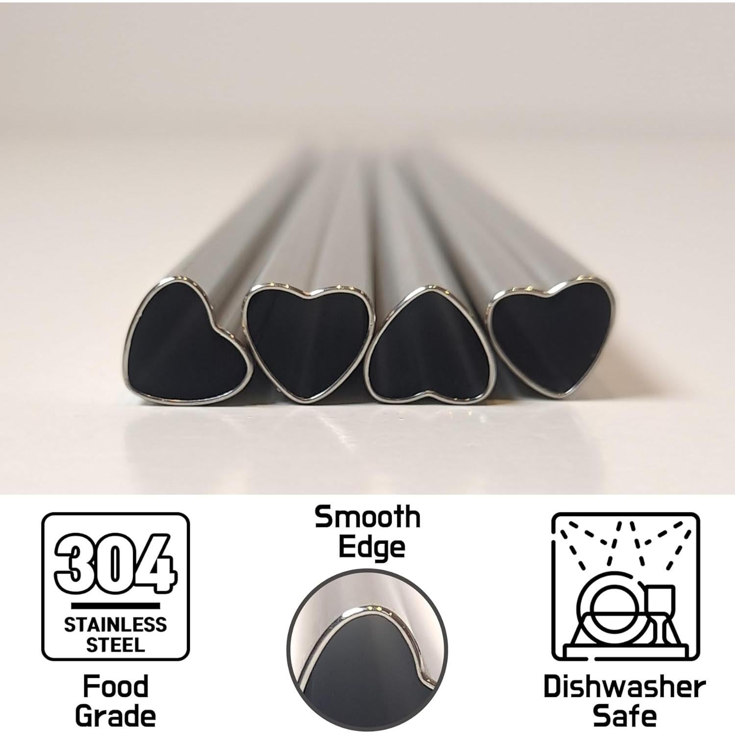 Popotes de metal reutilizables La mejor LUNA - Corazón rosa (4 unidades)