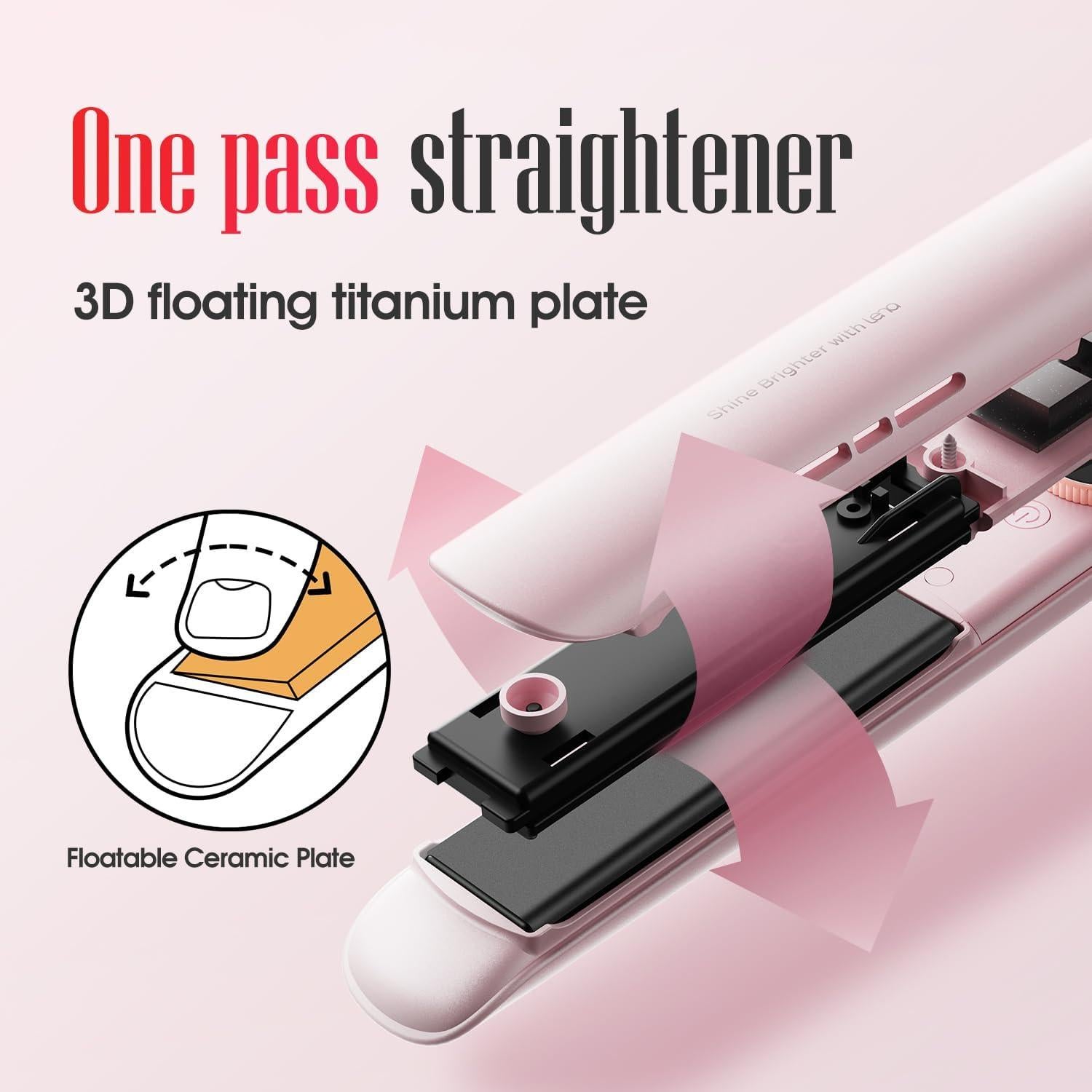 Plancha de Pelo LENA H2 2 en 1 Titanio 12 Temperaturas Rosa