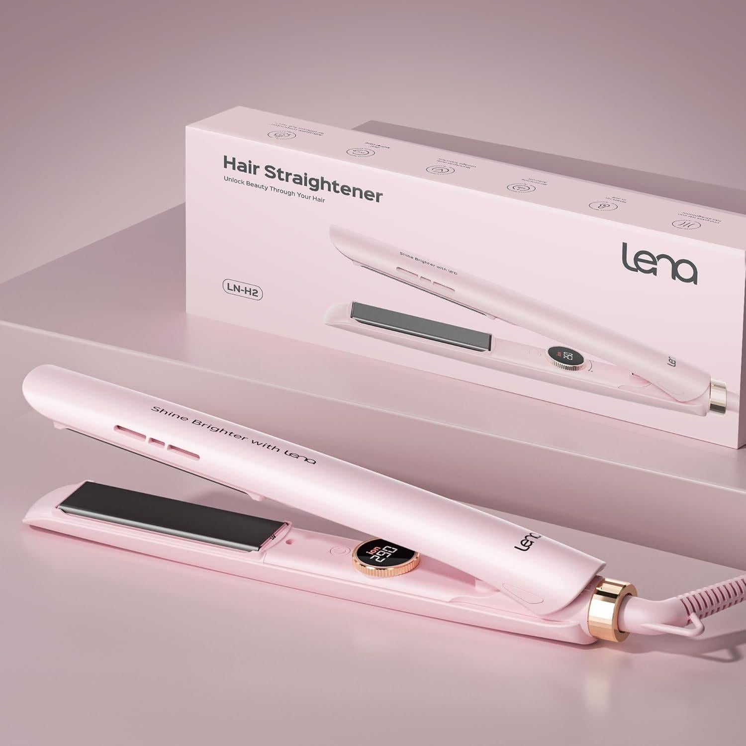 Plancha de Pelo LENA H2 2 en 1 Titanio 12 Temperaturas Rosa