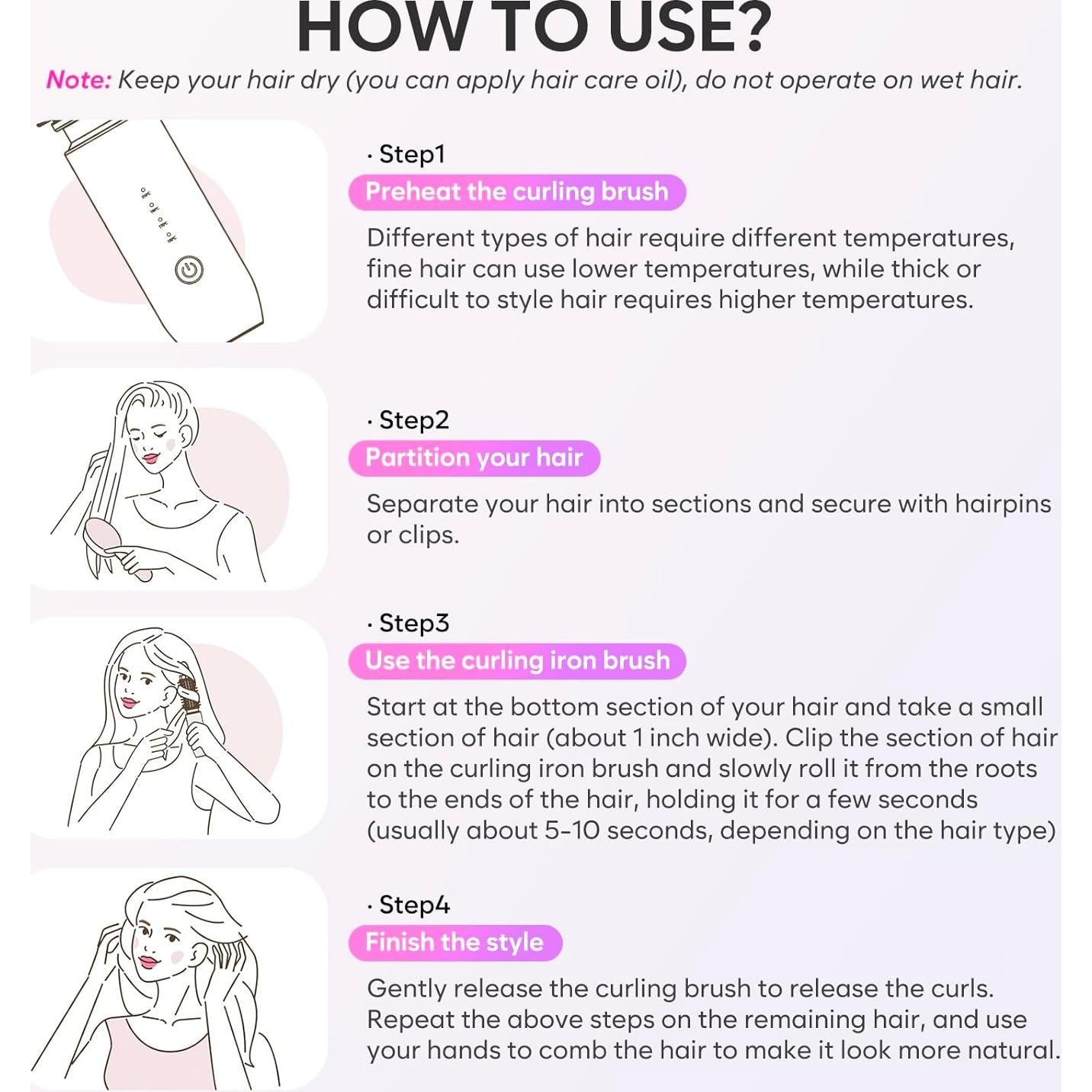 Cepillo Rizador Inalámbrico iTayga GT-2305 7000mAh Negro