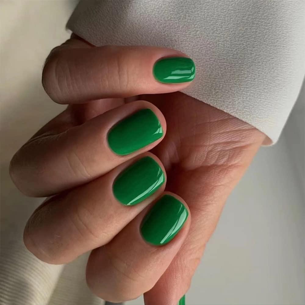 Uñas Postizas Cortas KQueenest Verde Turquesa Reutilizables