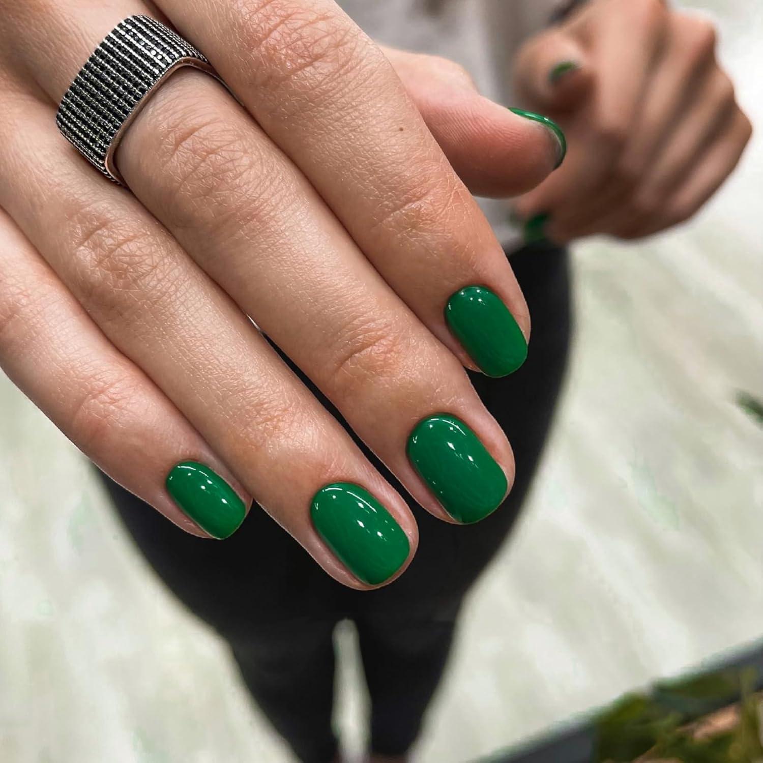 Uñas Postizas Cortas KQueenest Verde Turquesa Reutilizables